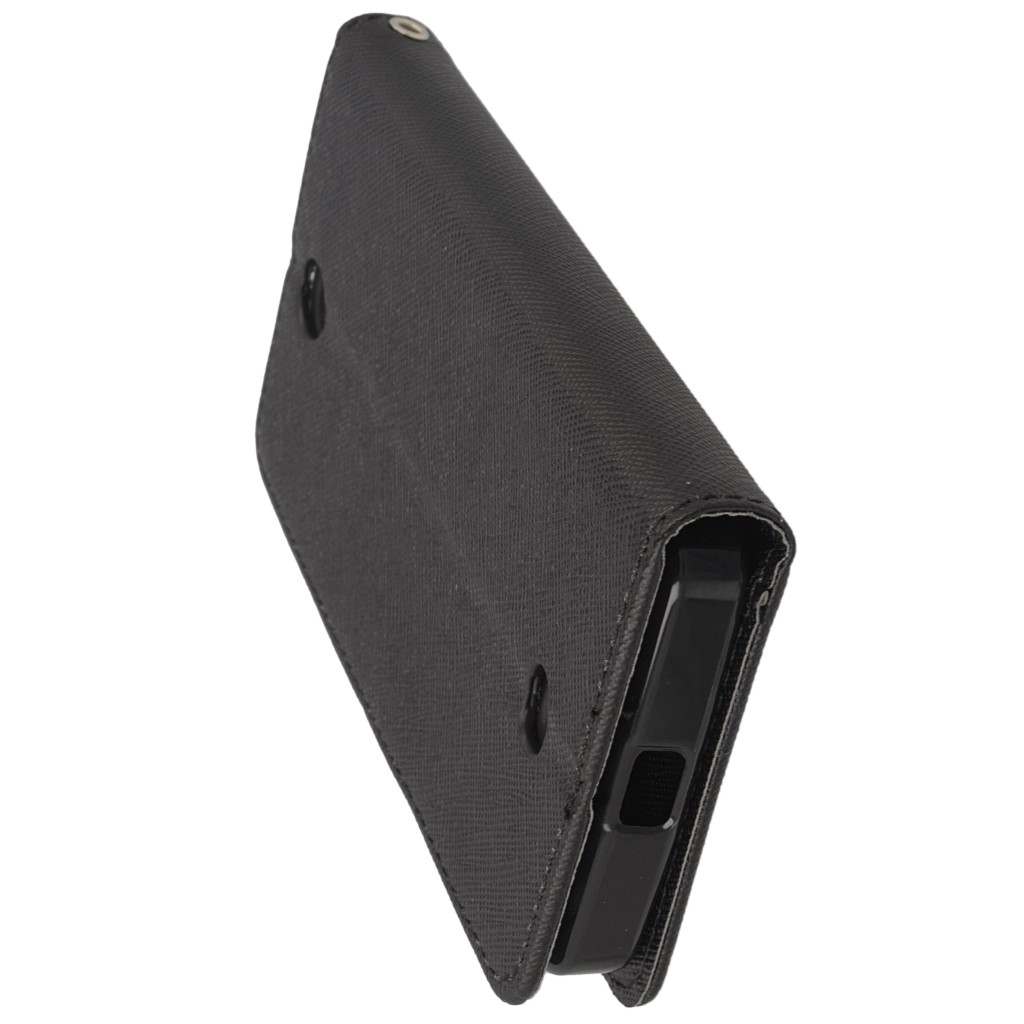 Pokrowiec etui z klapk na magnes Fancy Case czarne Microsoft Lumia 430 Dual SIM / 8