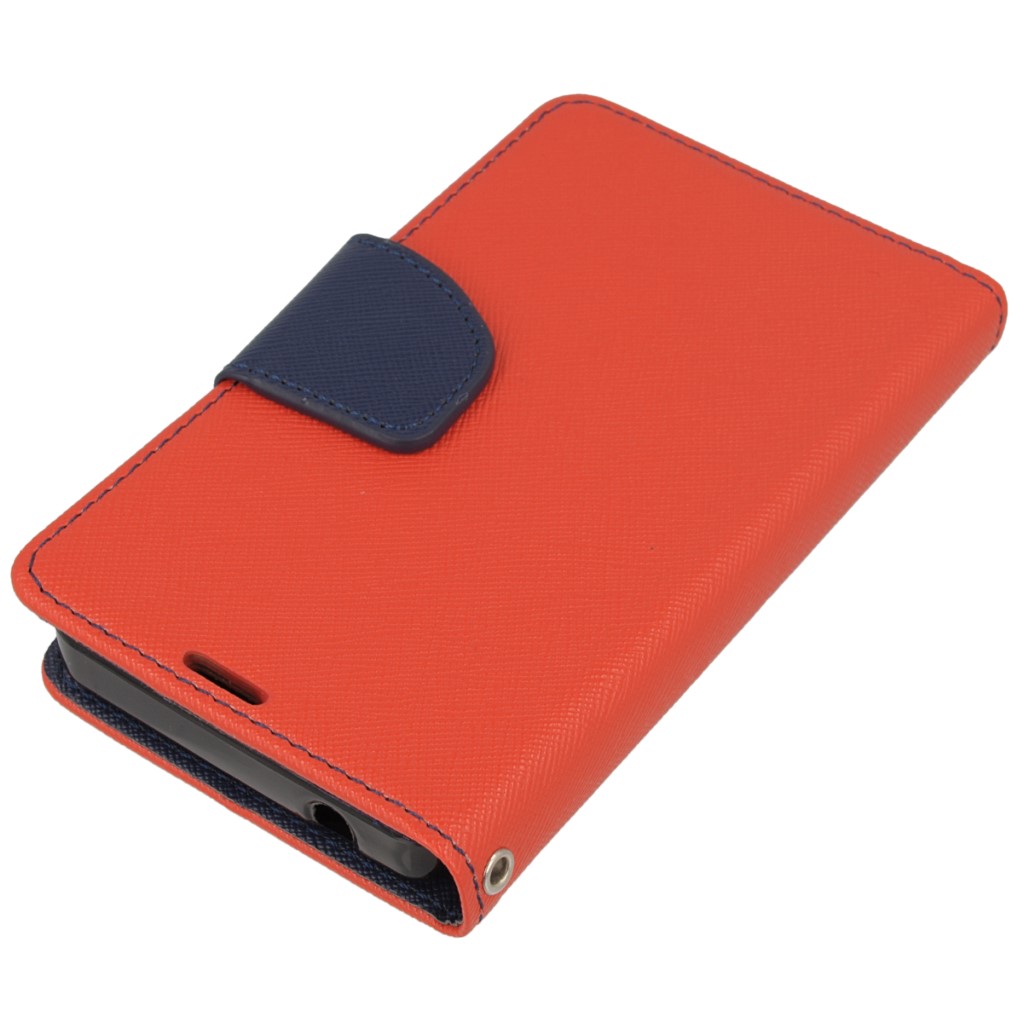 Pokrowiec etui z klapk na magnes Fancy Case czerwono-granatowe Microsoft Lumia 430 Dual SIM / 2
