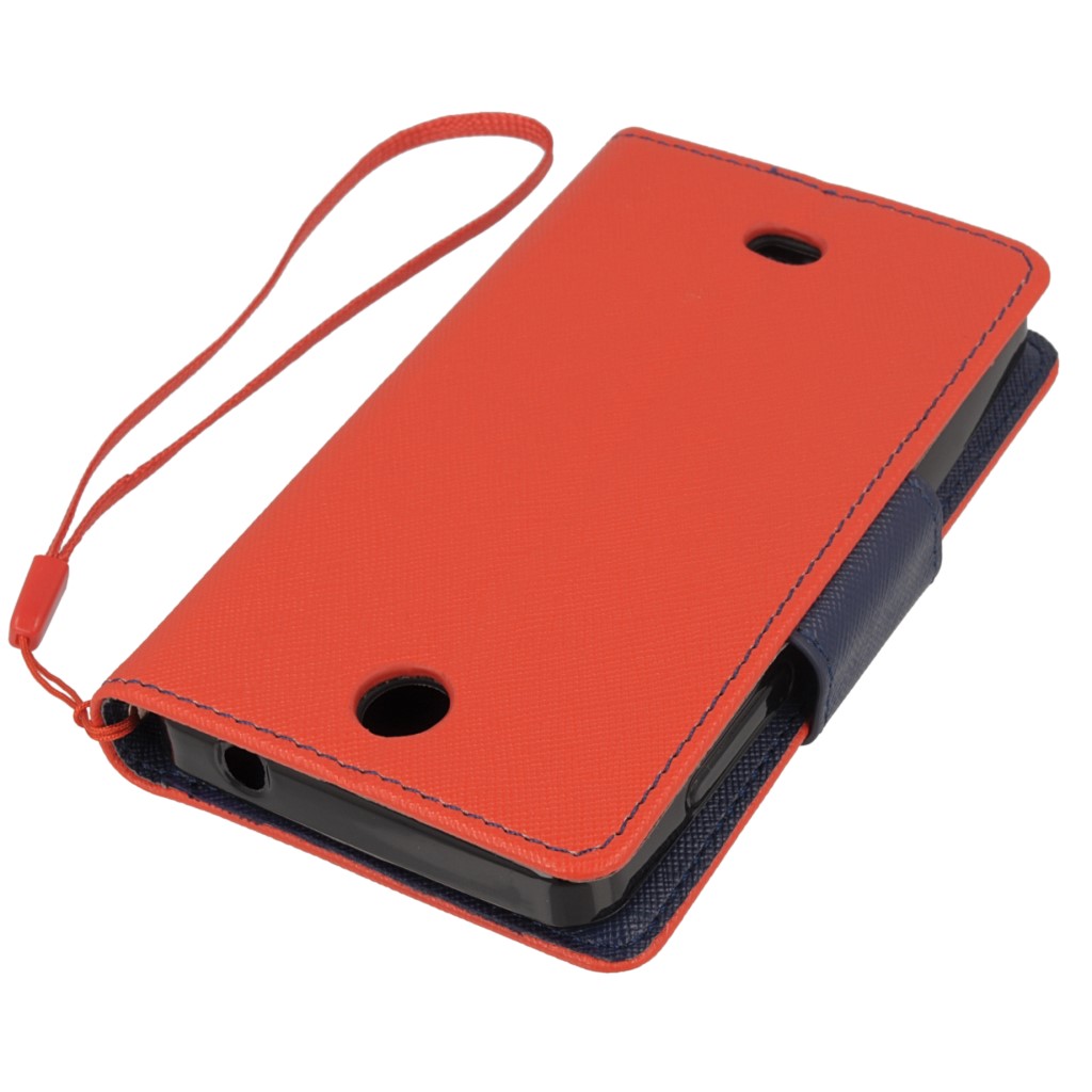 Pokrowiec etui z klapk na magnes Fancy Case czerwono-granatowe Microsoft Lumia 430 Dual SIM / 4