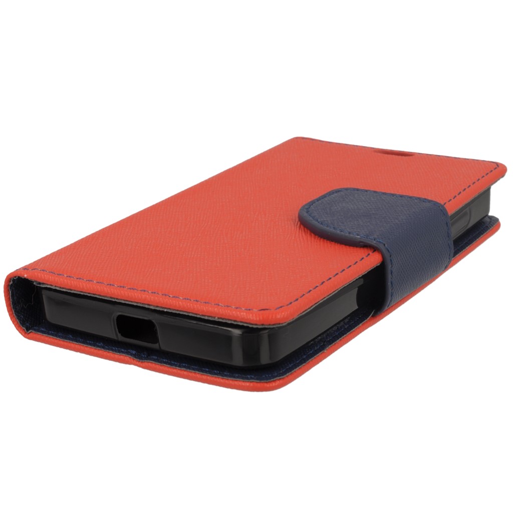 Pokrowiec etui z klapk na magnes Fancy Case czerwono-granatowe Microsoft Lumia 430 Dual SIM / 6