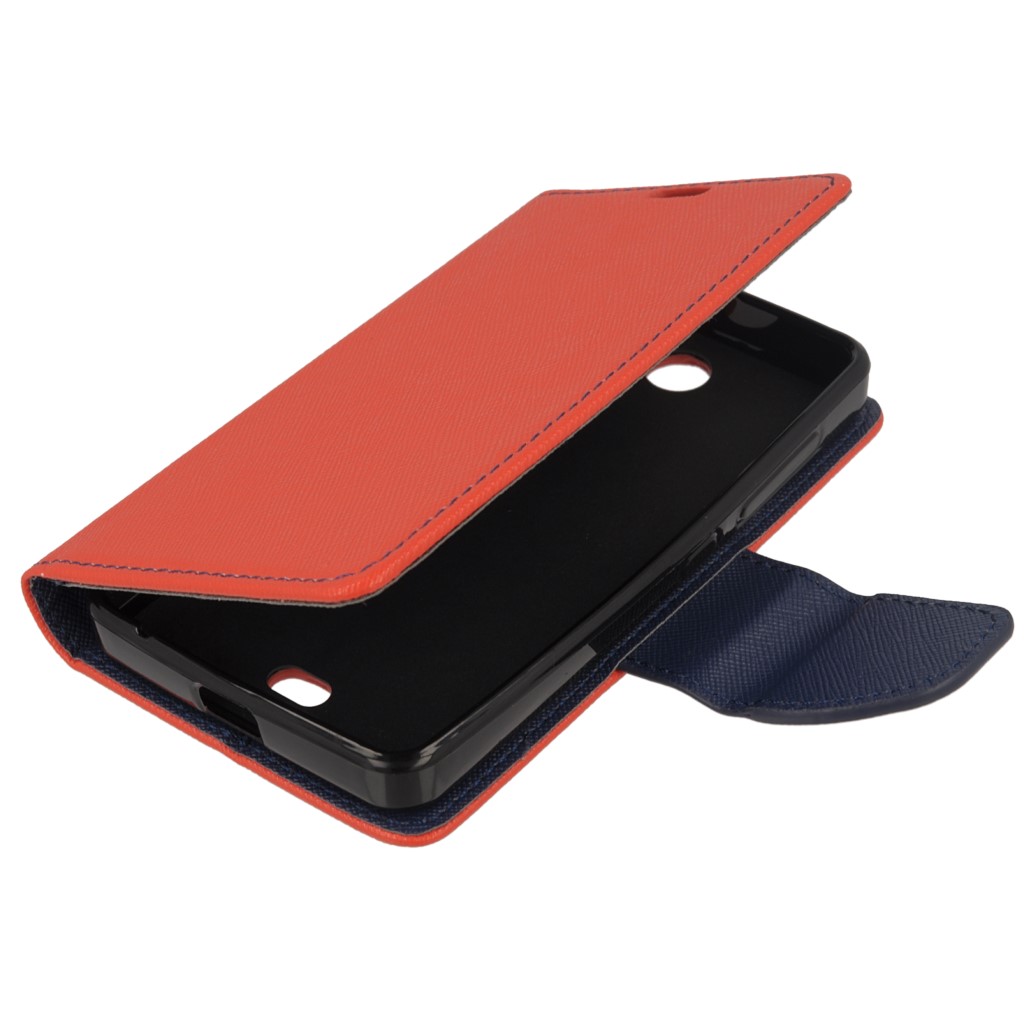 Pokrowiec etui z klapk na magnes Fancy Case czerwono-granatowe Microsoft Lumia 430 Dual SIM / 10