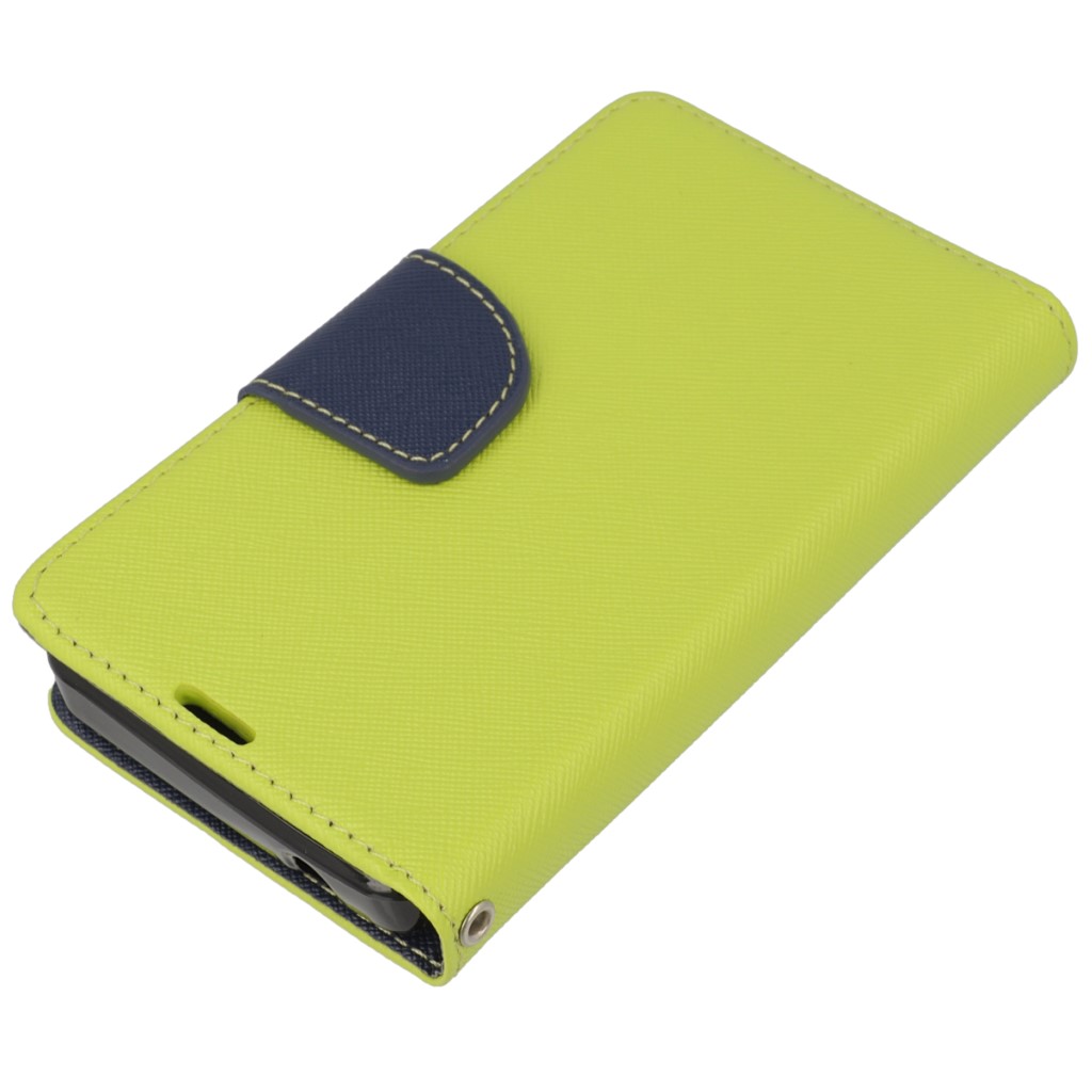 Pokrowiec etui z klapk na magnes Fancy Case limonkowo-granatowe Microsoft Lumia 430 Dual SIM / 2