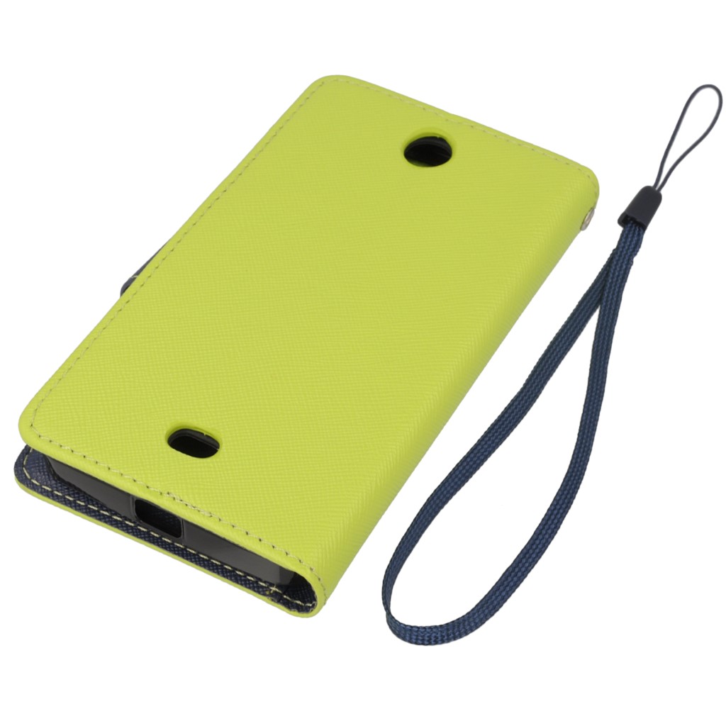 Pokrowiec etui z klapk na magnes Fancy Case limonkowo-granatowe Microsoft Lumia 430 Dual SIM / 3