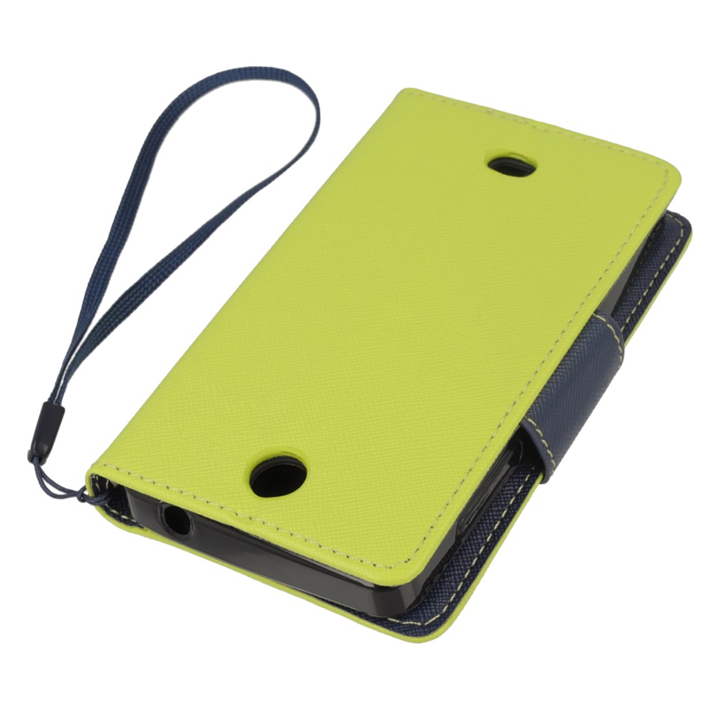 Pokrowiec etui z klapk na magnes Fancy Case limonkowo-granatowe Microsoft Lumia 430 Dual SIM / 4