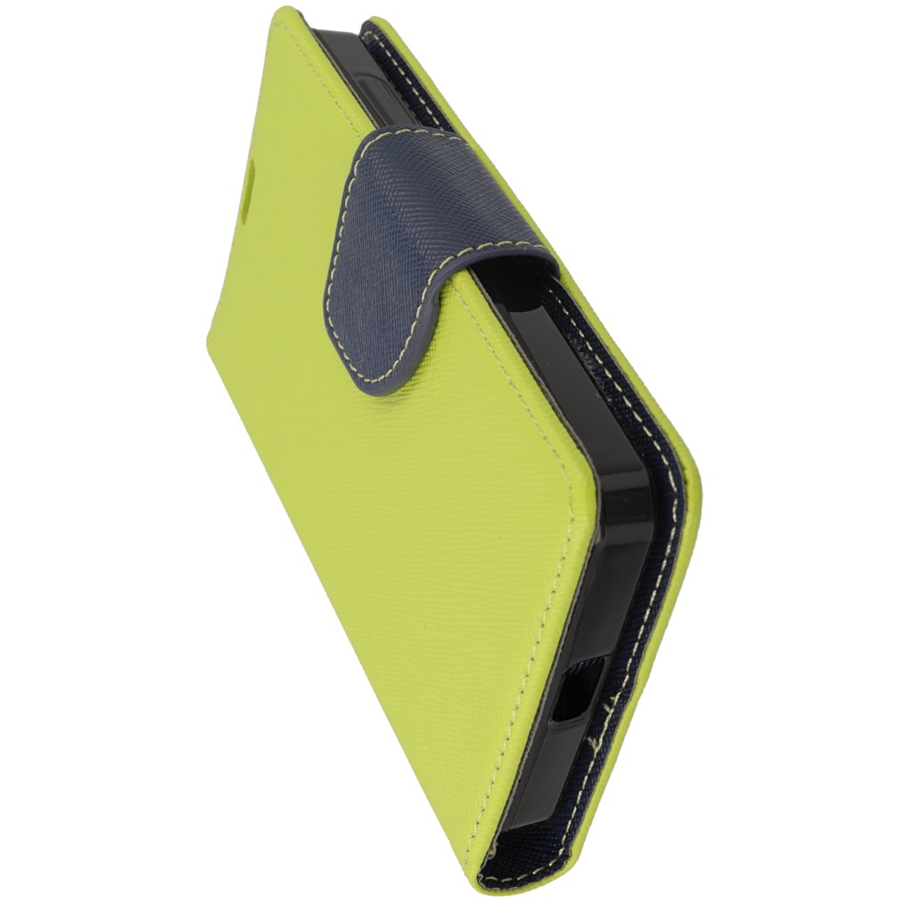 Pokrowiec etui z klapk na magnes Fancy Case limonkowo-granatowe Microsoft Lumia 430 Dual SIM / 6