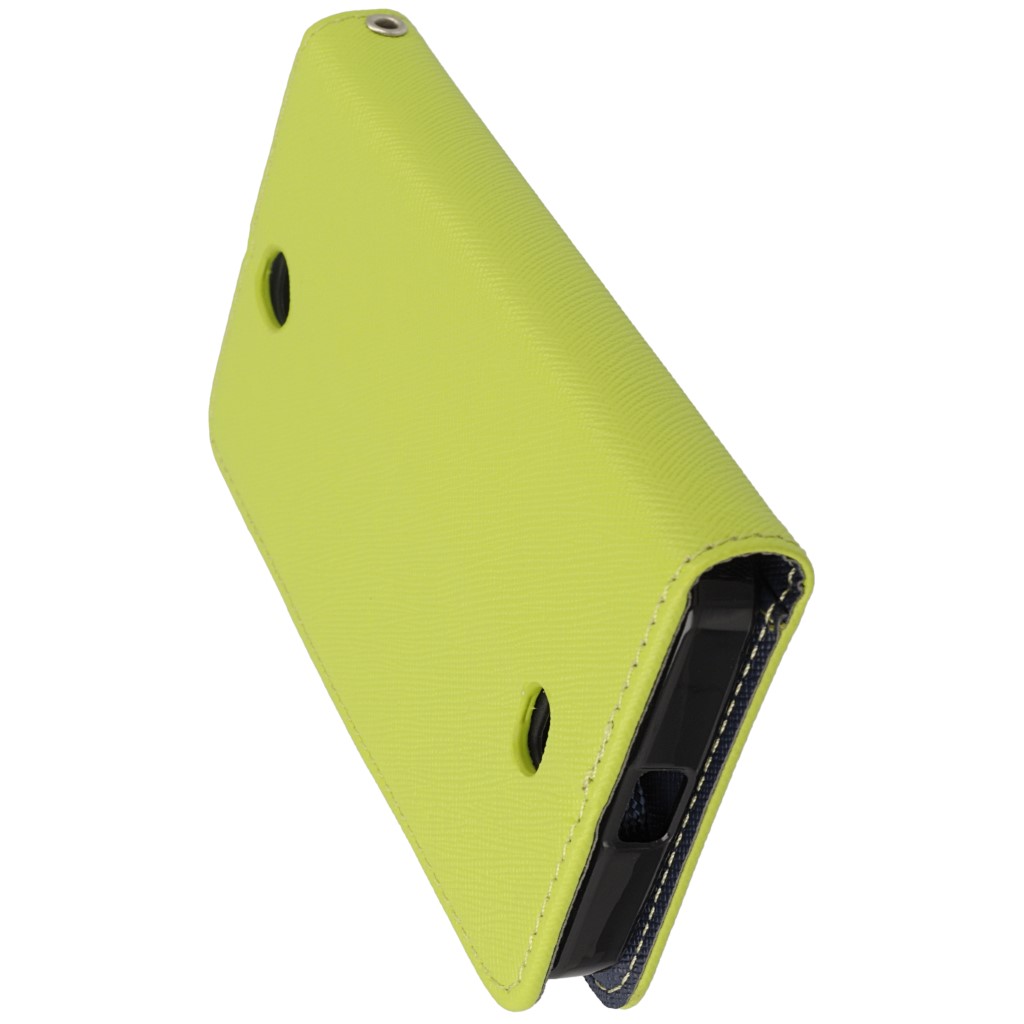 Pokrowiec etui z klapk na magnes Fancy Case limonkowo-granatowe Microsoft Lumia 430 Dual SIM / 7