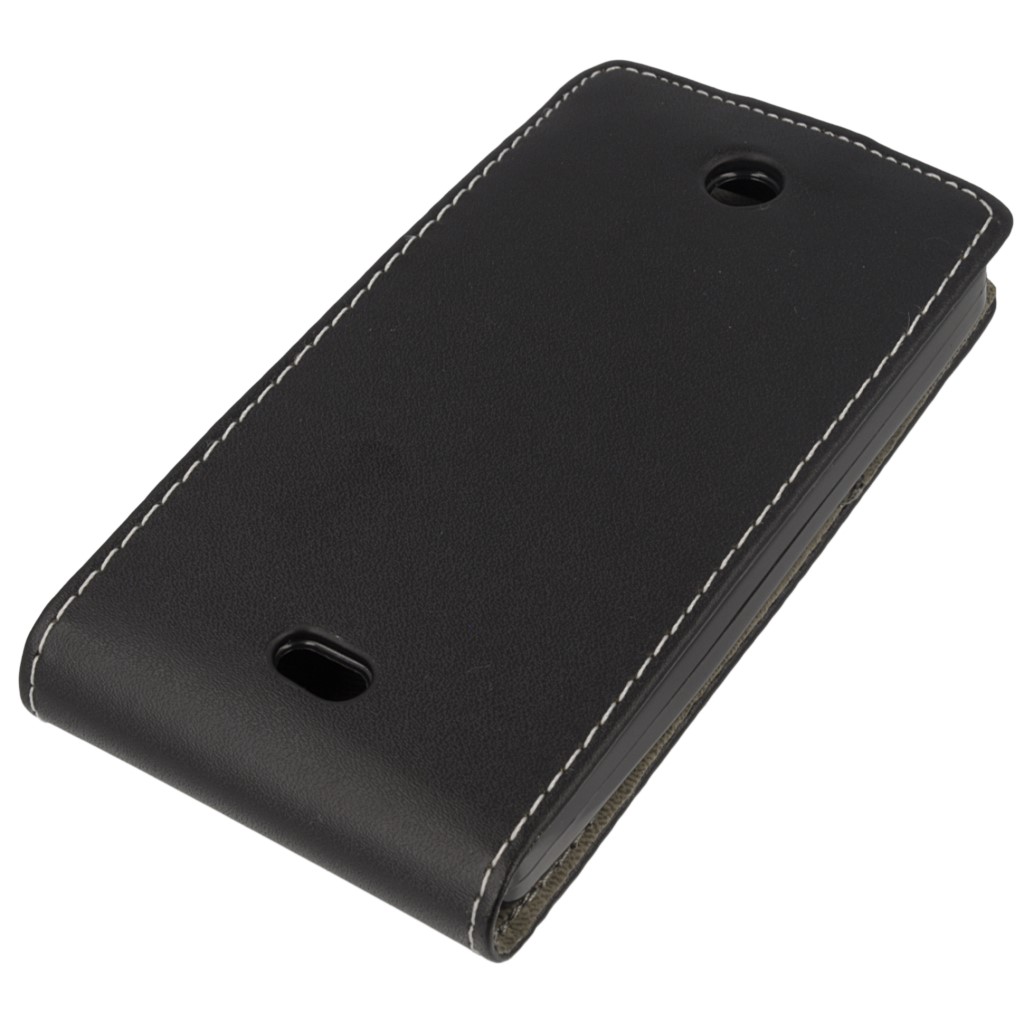 Pokrowiec z klapk na magnes Prestige Slim Flexi czarny Microsoft Lumia 430 Dual SIM / 4