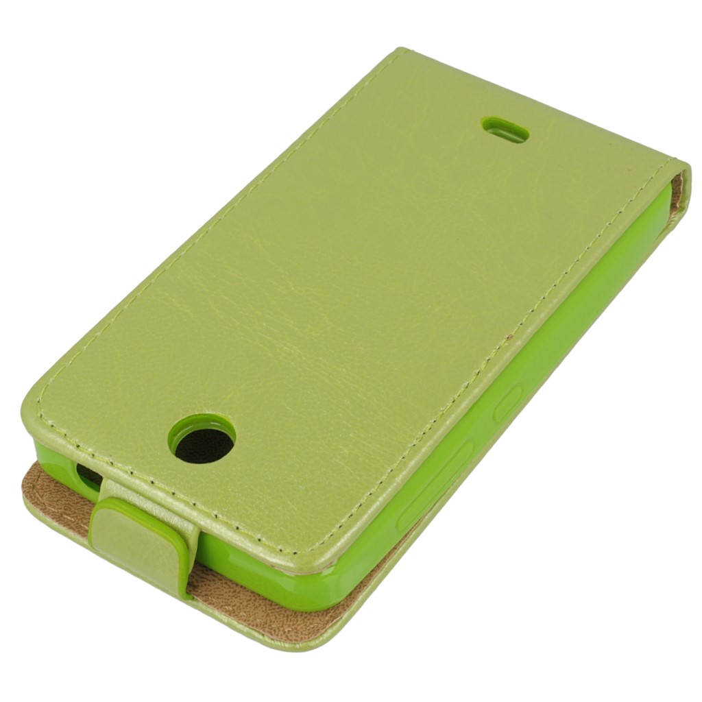 Pokrowiec z klapk na magnes Prestige Slim Flexi zielony Microsoft Lumia 430 Dual SIM / 3