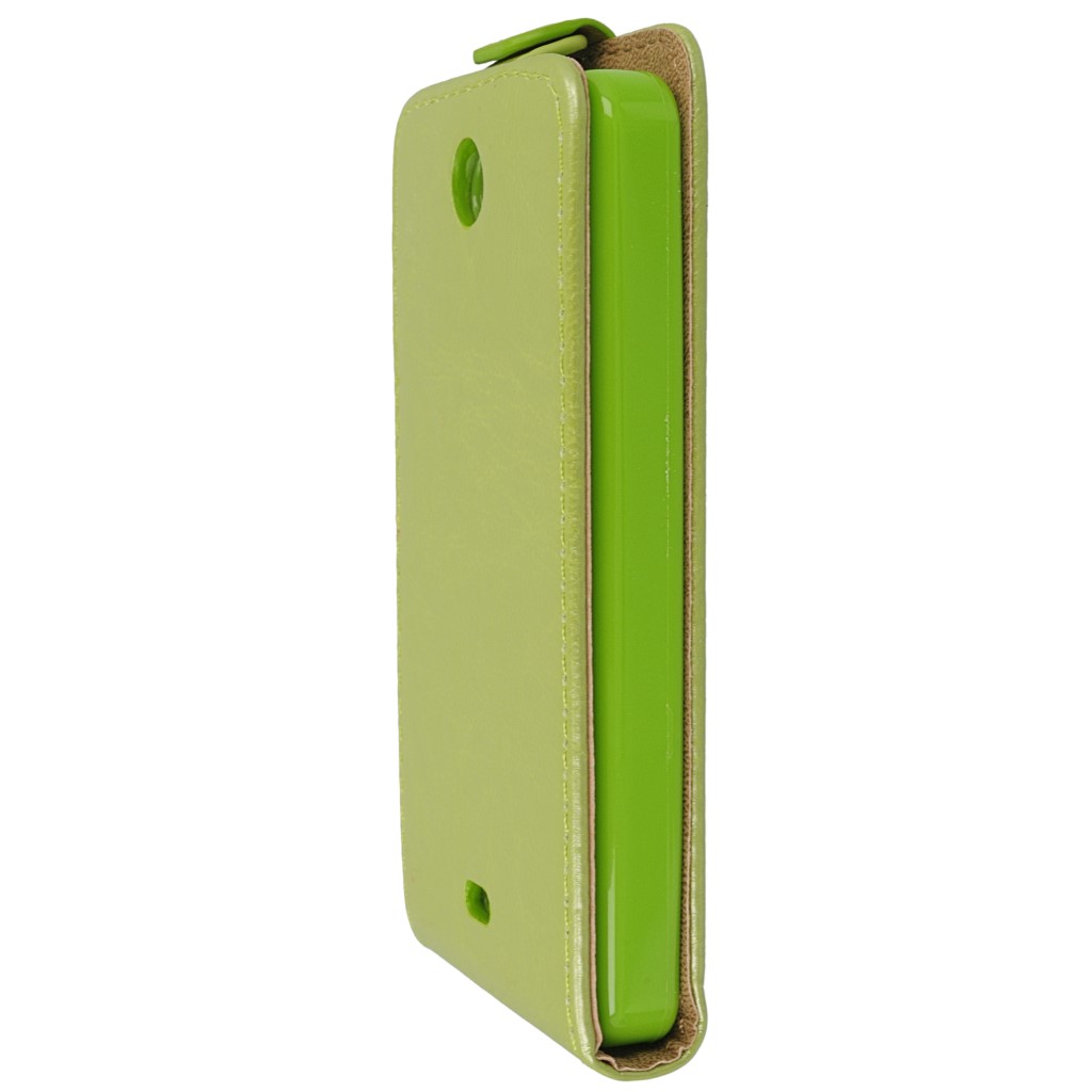 Pokrowiec z klapk na magnes Prestige Slim Flexi zielony Microsoft Lumia 430 Dual SIM / 7