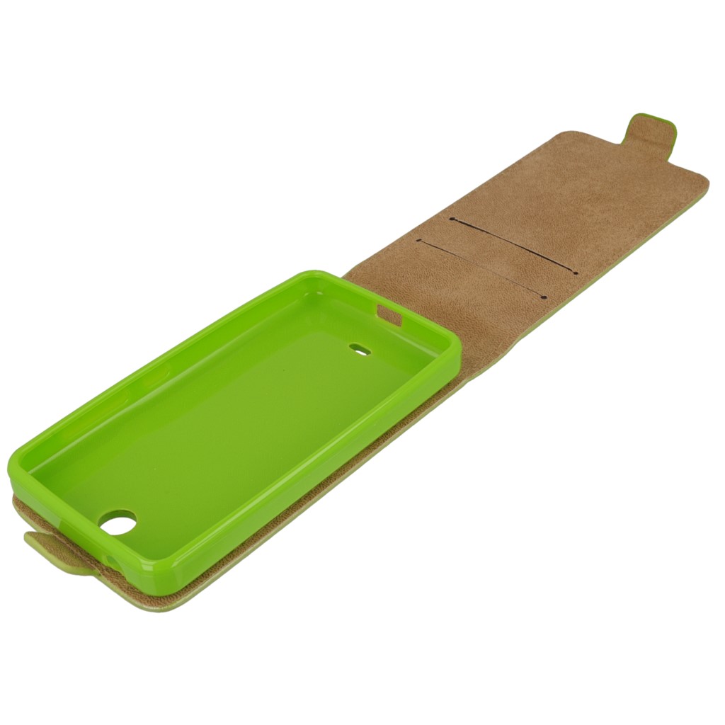 Pokrowiec z klapk na magnes Prestige Slim Flexi zielony Microsoft Lumia 430 Dual SIM / 9
