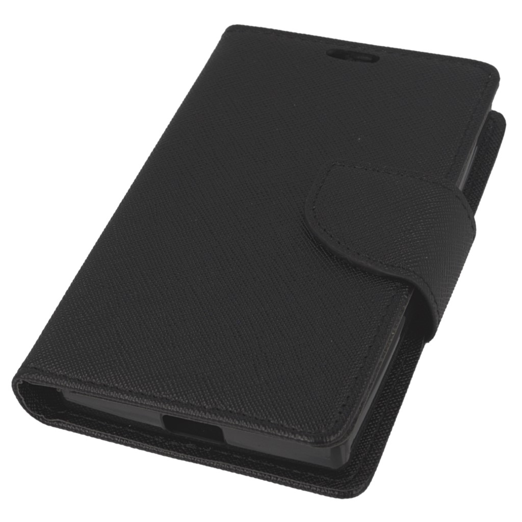 Pokrowiec etui z klapk na magnes Fancy Case czarne Microsoft Lumia 435 Dual SIM / 2