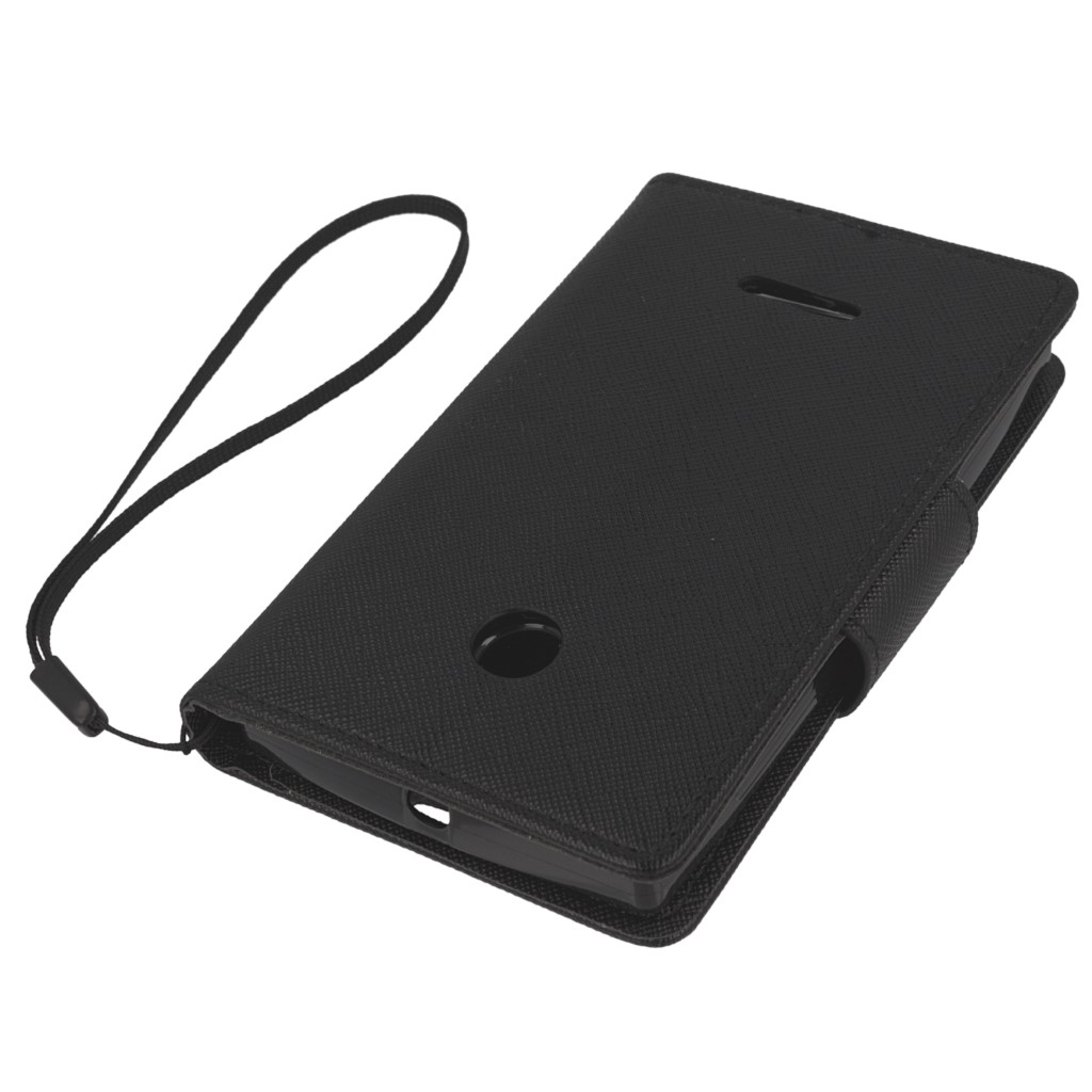 Pokrowiec etui z klapk na magnes Fancy Case czarne Microsoft Lumia 435 Dual SIM / 3