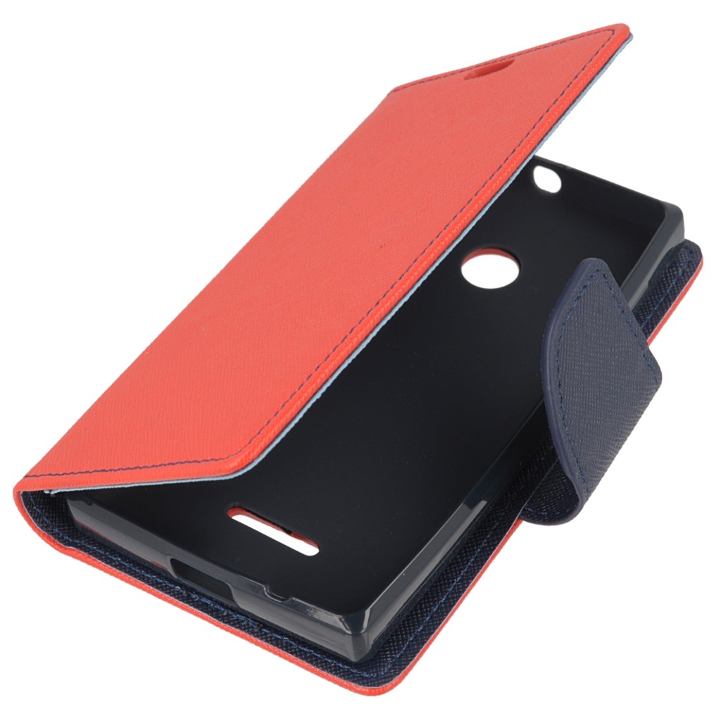 Pokrowiec etui z klapk na magnes Fancy Case czerwono-granatowe Microsoft Lumia 435 Dual SIM