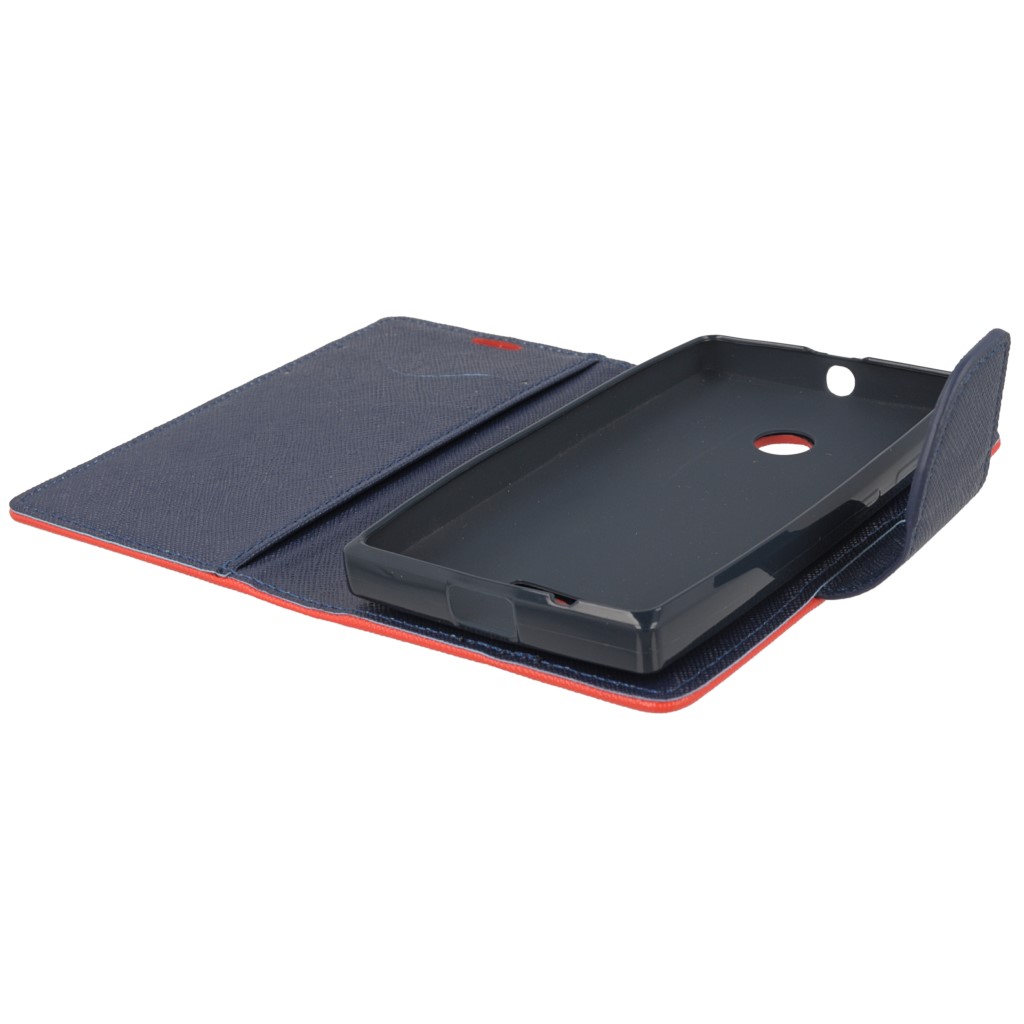Pokrowiec etui z klapk na magnes Fancy Case czerwono-granatowe Microsoft Lumia 435 Dual SIM / 7