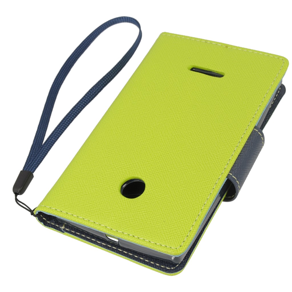 Pokrowiec etui z klapk na magnes Fancy Case limonkowo-granatowe Microsoft Lumia 435 Dual SIM / 5