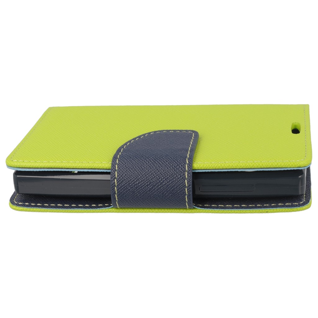 Pokrowiec etui z klapk na magnes Fancy Case limonkowo-granatowe Microsoft Lumia 435 Dual SIM / 6