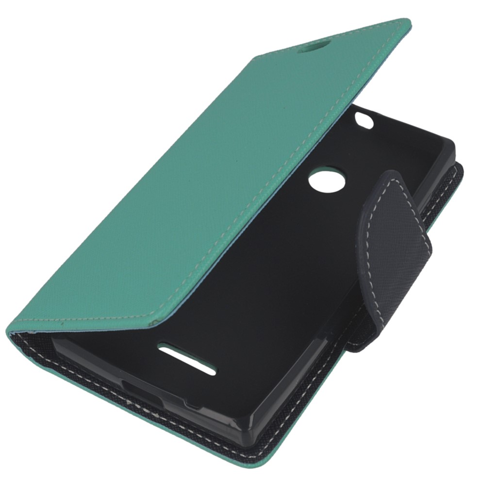Pokrowiec etui z klapk na magnes Fancy Case mitowo-granatowe Microsoft Lumia 435 Dual SIM