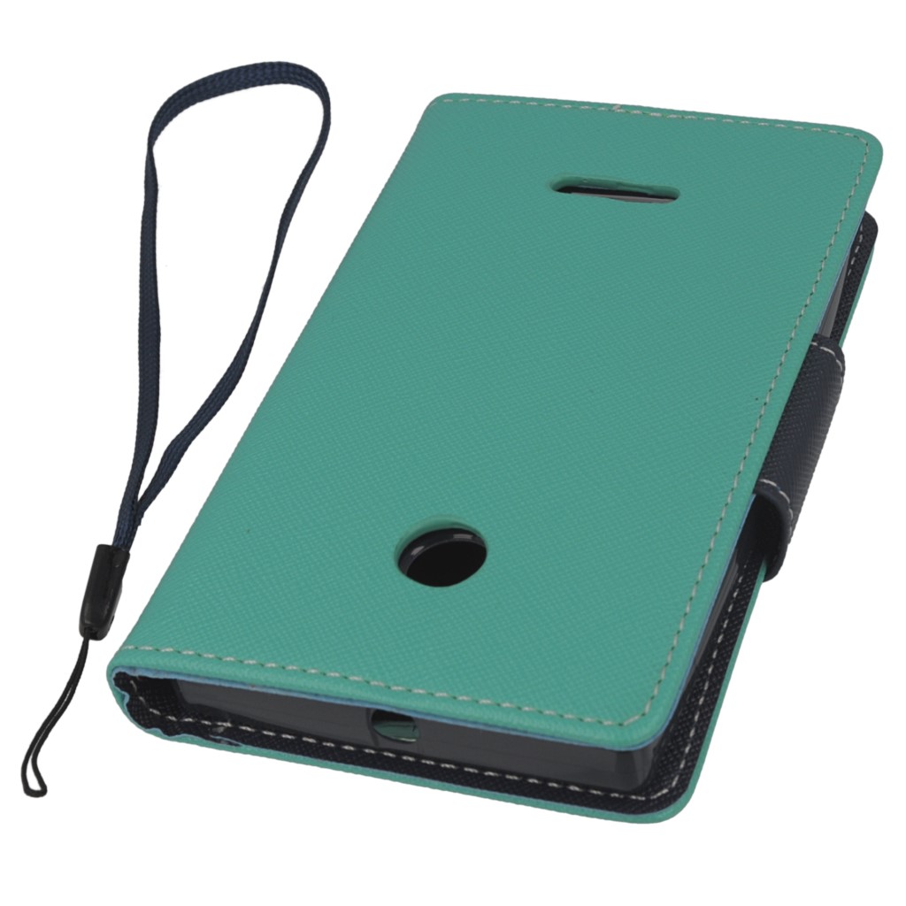 Pokrowiec etui z klapk na magnes Fancy Case mitowo-granatowe Microsoft Lumia 435 Dual SIM / 9