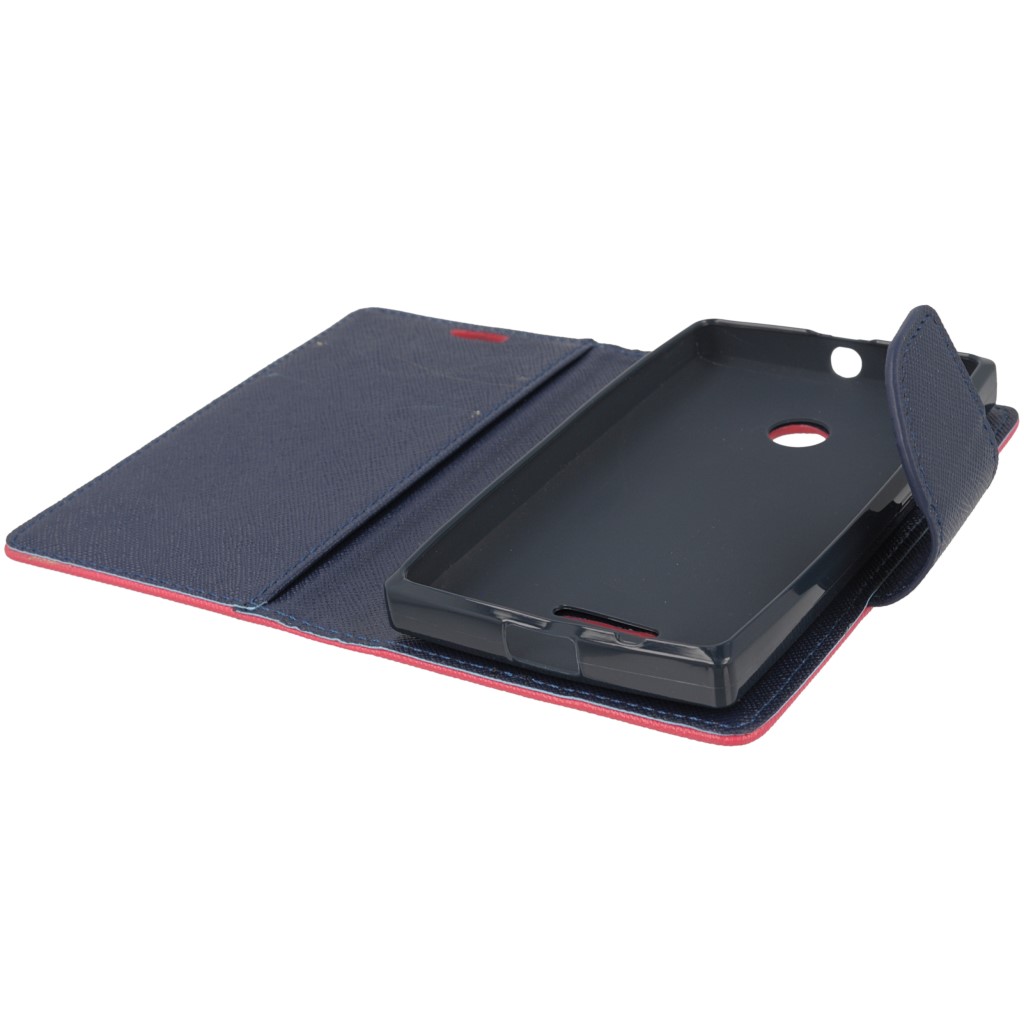 Pokrowiec etui z klapk na magnes Fancy Case rowo-granatowe Microsoft Lumia 435 Dual SIM / 9
