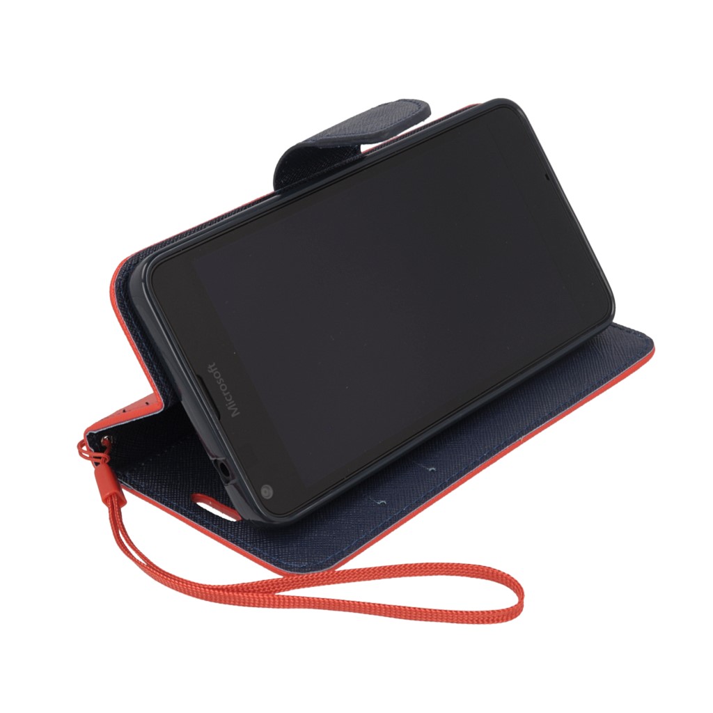 Pokrowiec etui z klapk na magnes Fancy Case czerwono-granatowe Microsoft Lumia 640 Dual SIM / 8