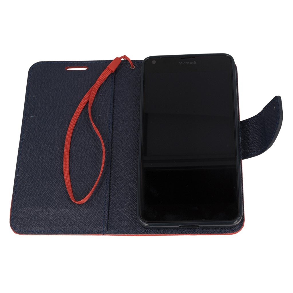 Pokrowiec etui z klapk na magnes Fancy Case czerwono-granatowe Microsoft Lumia 640 Dual SIM / 10