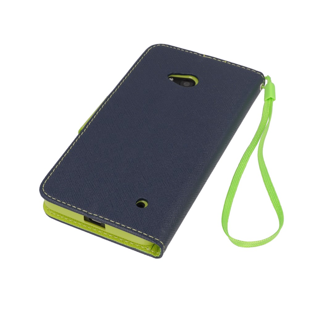 Pokrowiec etui z klapk na magnes Fancy Case granatowo-limonkowe Microsoft Lumia 640 Dual SIM / 4
