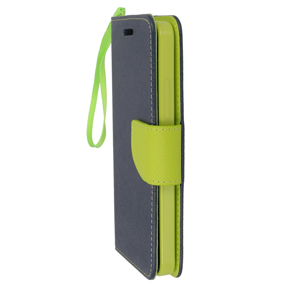 Pokrowiec etui z klapk na magnes Fancy Case granatowo-limonkowe Microsoft Lumia 640 Dual SIM / 7