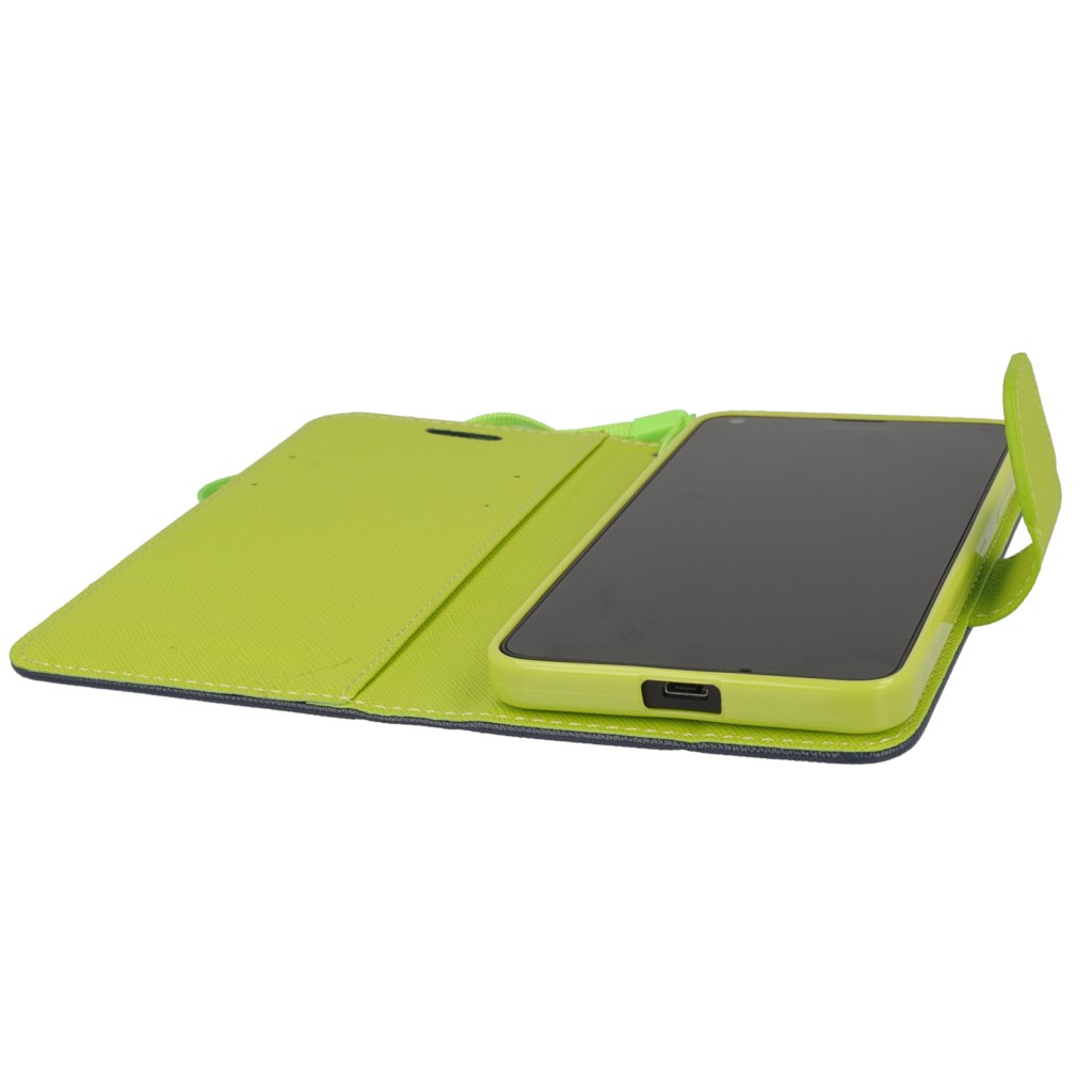 Pokrowiec etui z klapk na magnes Fancy Case granatowo-limonkowe Microsoft Lumia 640 Dual SIM / 8