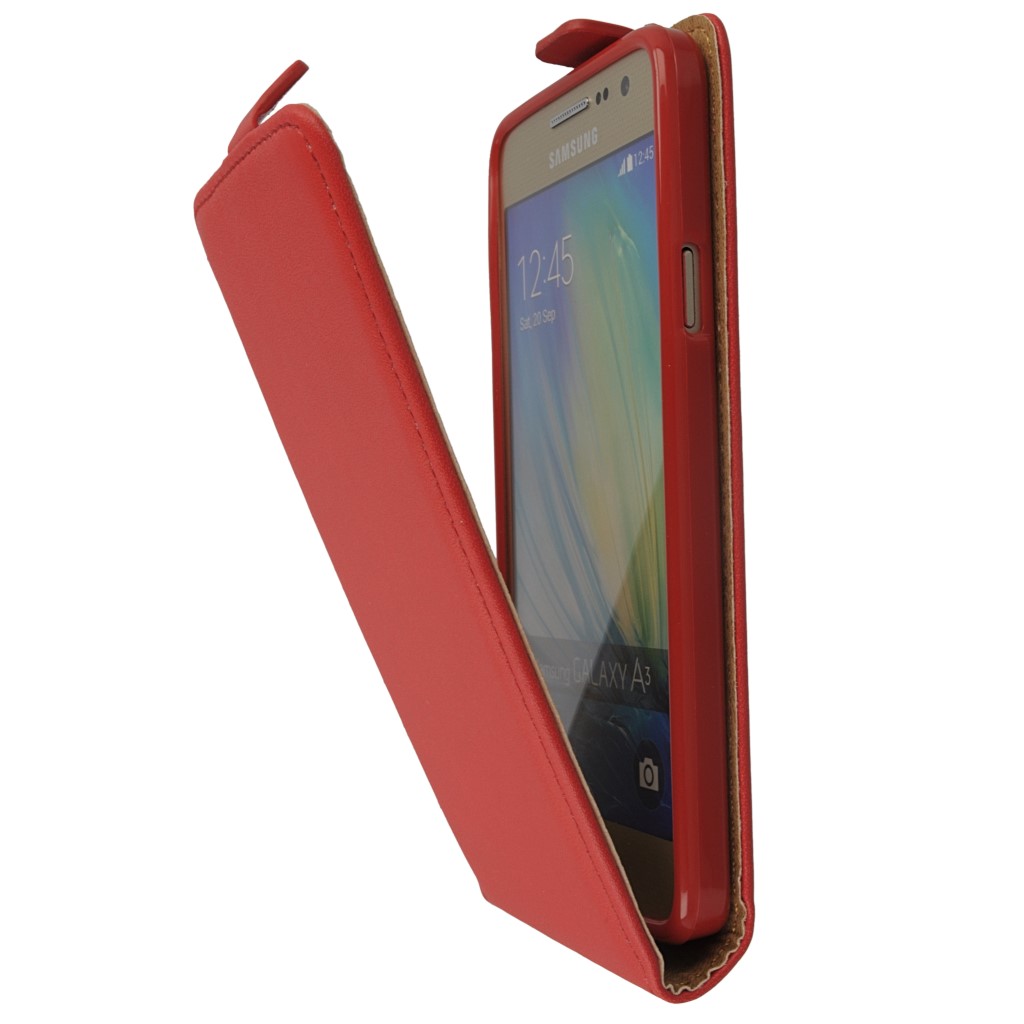 Pokrowiec z klapk na magnes Prestige Slim Flexi czerwony SAMSUNG Galaxy A3 / 7