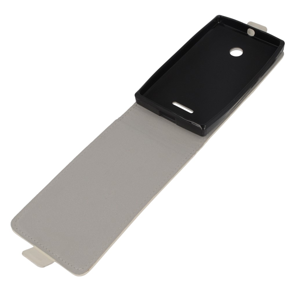 Pokrowiec z klapk na magnes Prestige Slim Flexi  biay Microsoft Lumia 435 / 8