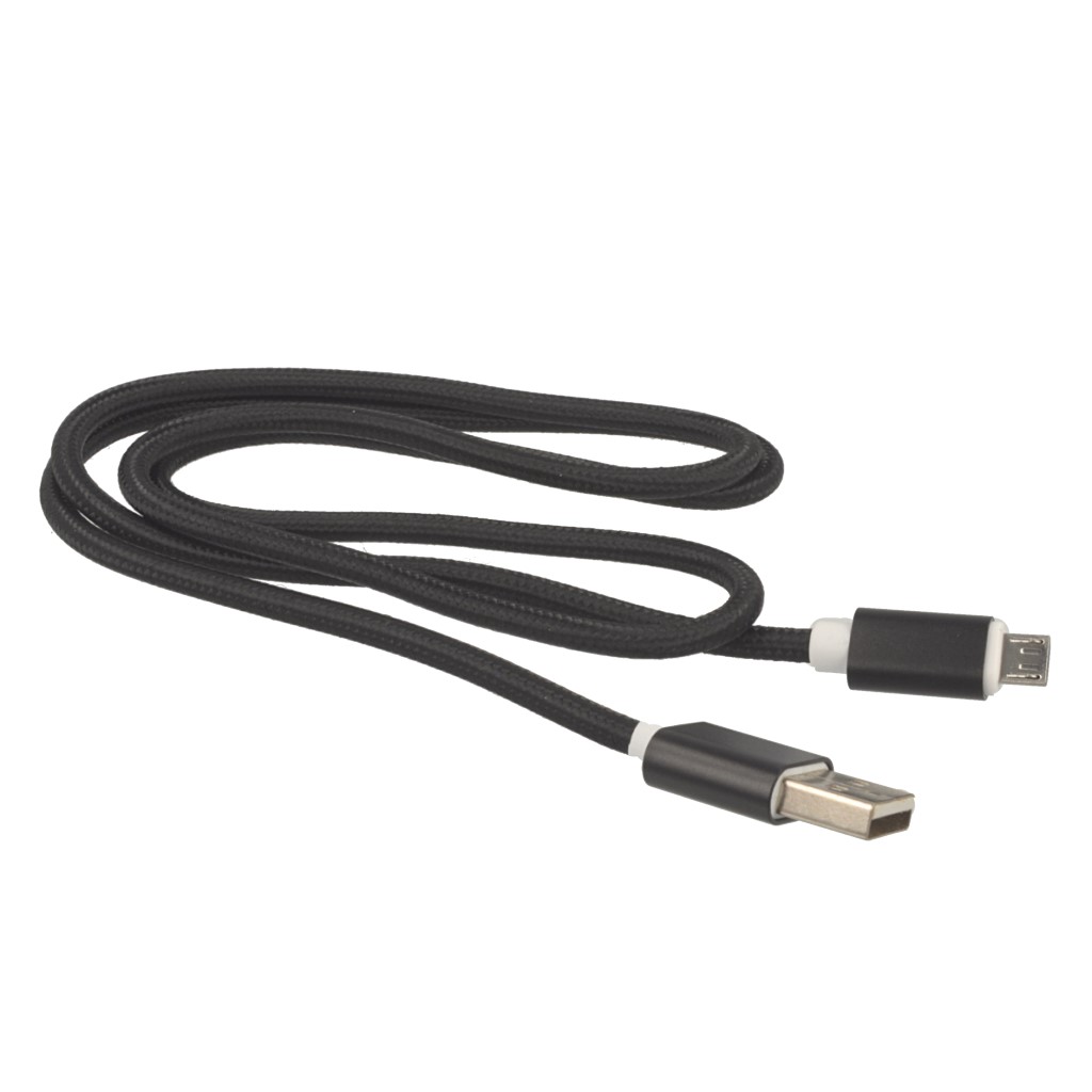 Kabel USB sznurkowy 1m microUSB czarny Manta MSP95013G MEZO 1 / 2