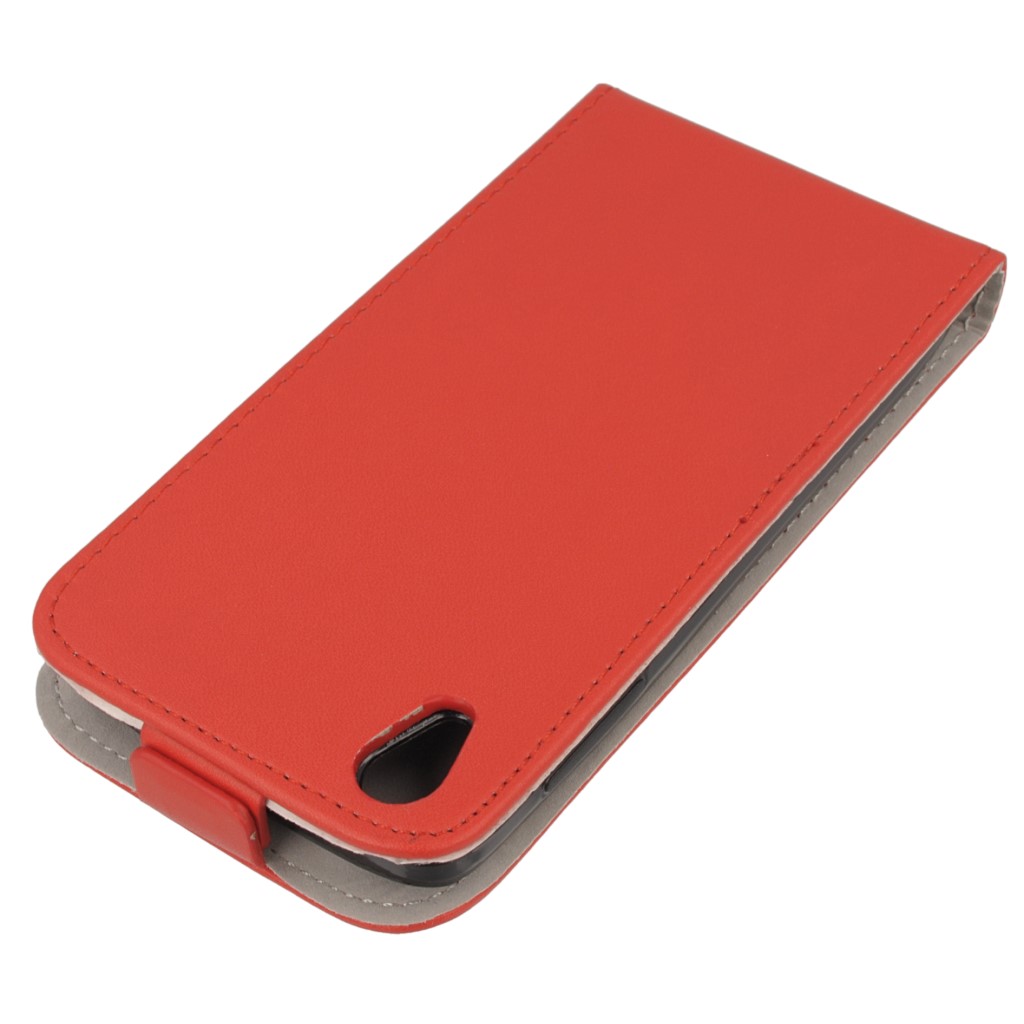 Pokrowiec z klapk na magnes Prestige Slim Flexi czerwony ALCATEL One Touch Idol 3 4.7 cala / 4