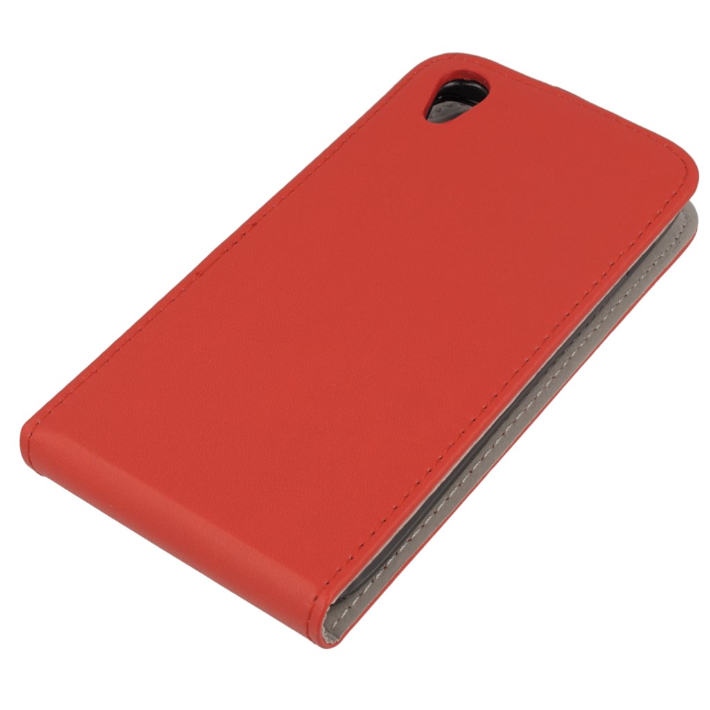 Pokrowiec z klapk na magnes Prestige Slim Flexi czerwony ALCATEL One Touch Idol 3 4.7 cala / 5