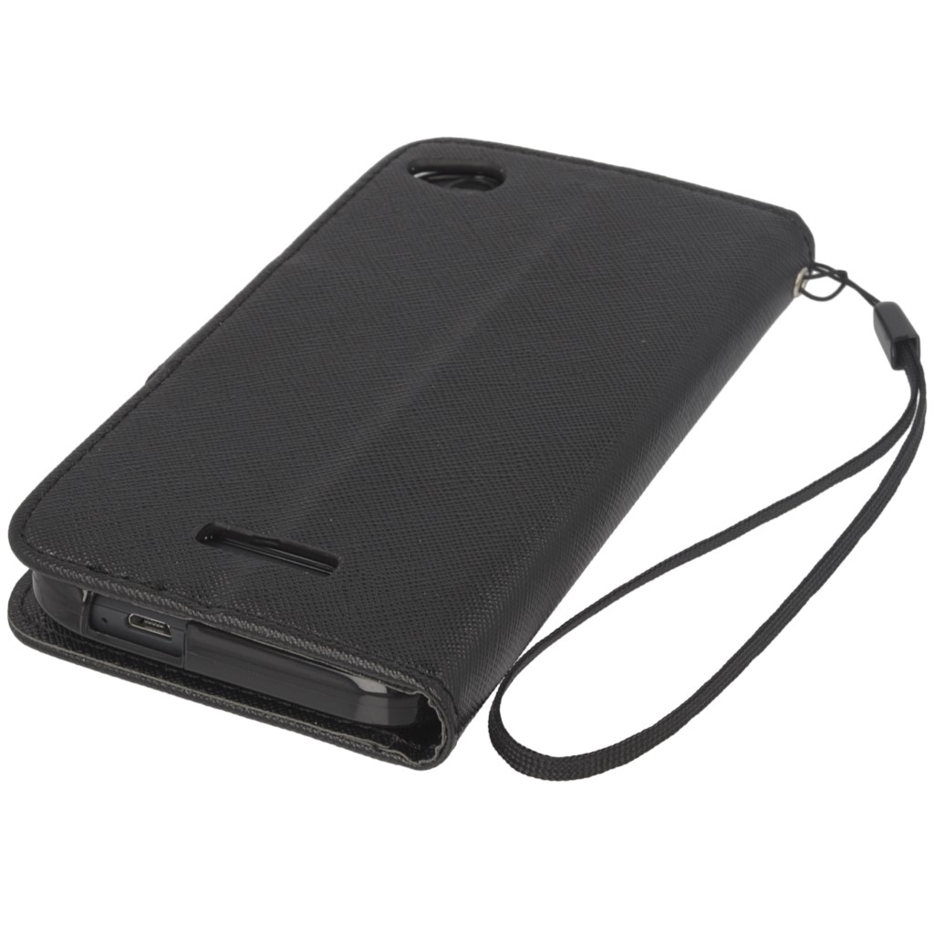 Pokrowiec etui z klapk na magnes Fancy Case czarne HTC Desire 320 / 4