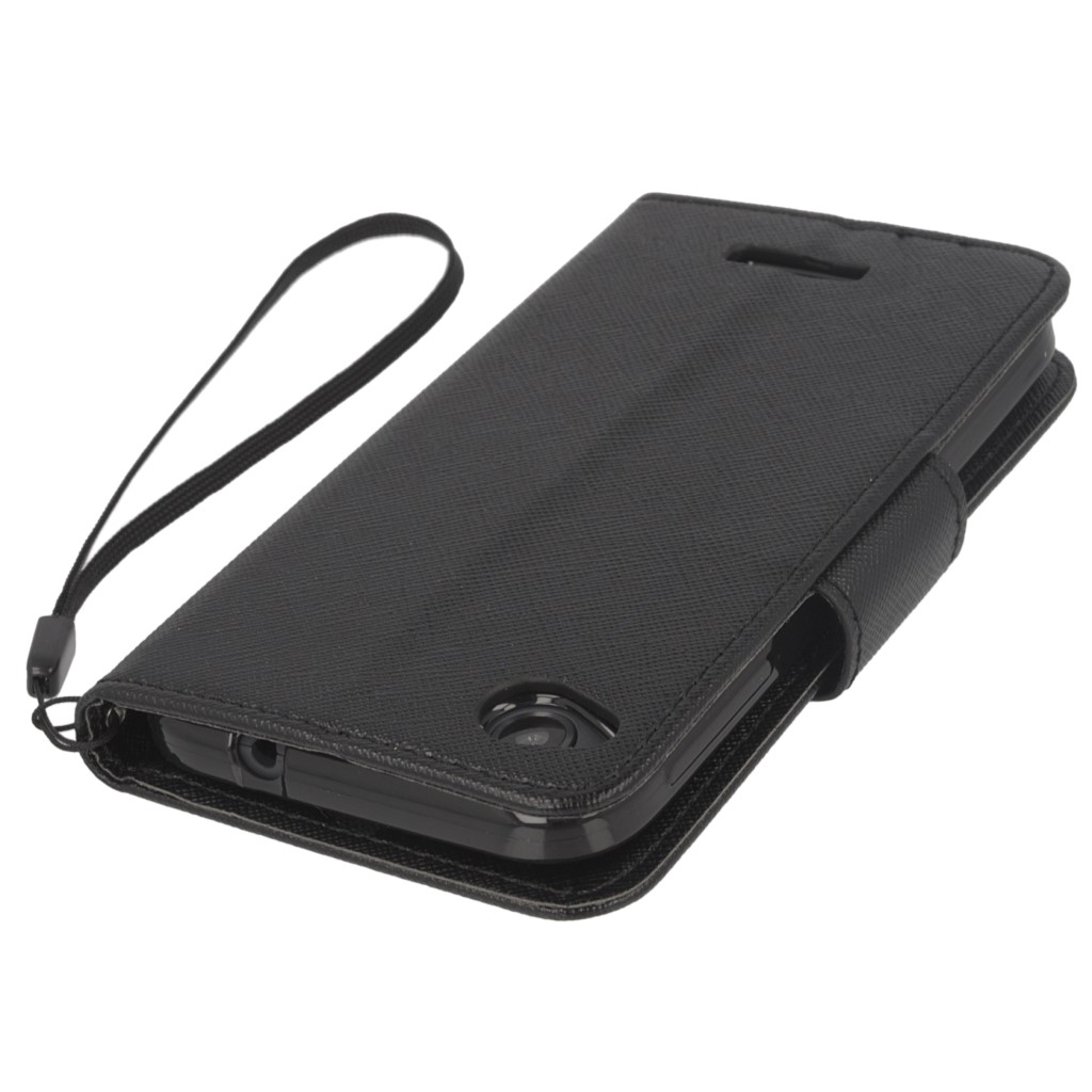 Pokrowiec etui z klapk na magnes Fancy Case czarne HTC Desire 320 / 5