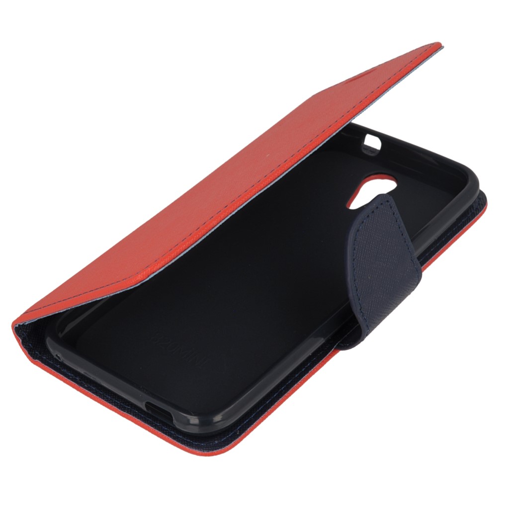 Pokrowiec etui z klapk na magnes Fancy Case czerwono-granatowe HTC Desire 620