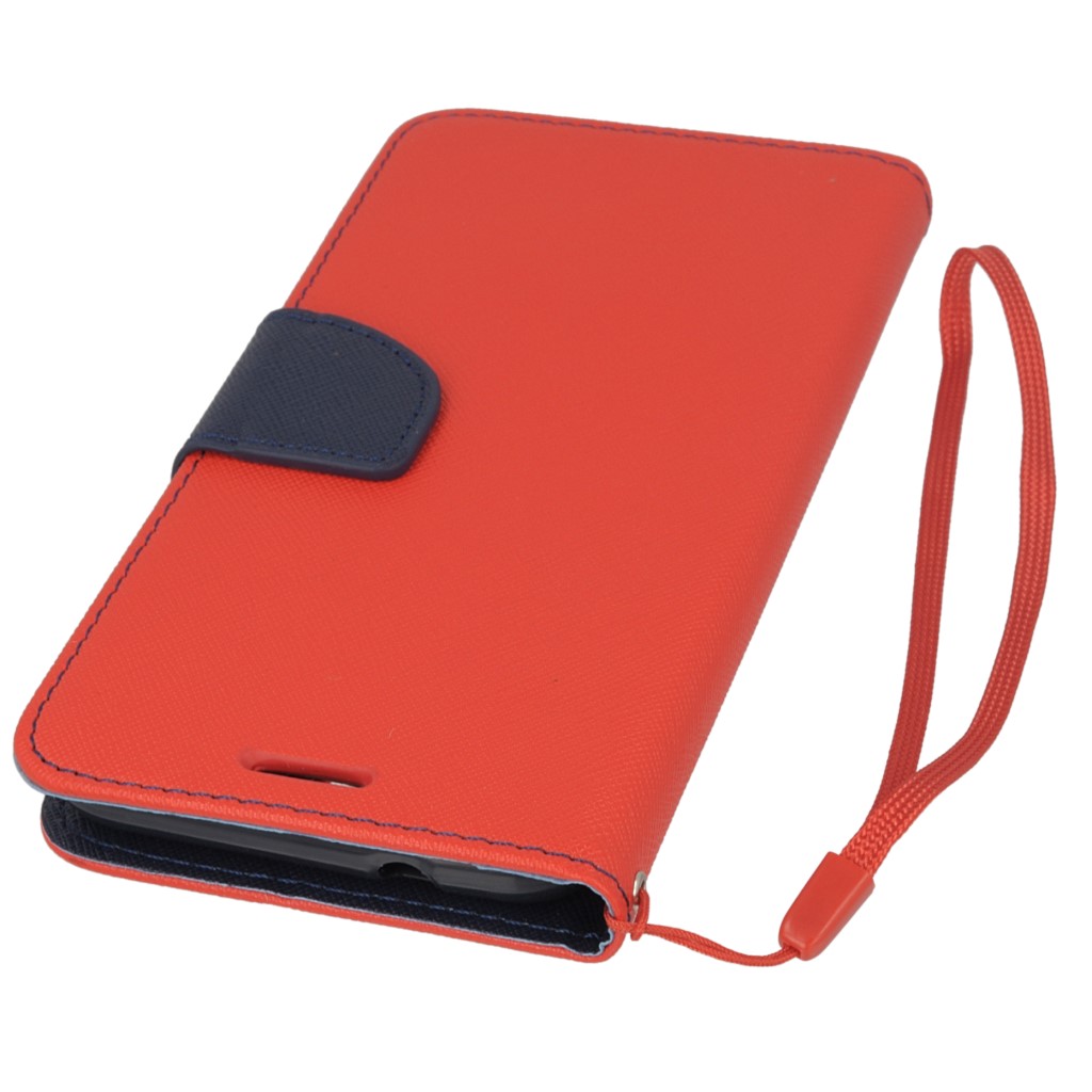 Pokrowiec etui z klapk na magnes Fancy Case czerwono-granatowe HTC Desire 620 / 3