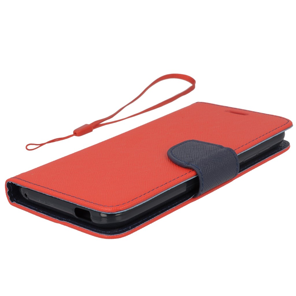 Pokrowiec etui z klapk na magnes Fancy Case czerwono-granatowe HTC Desire 620 / 7