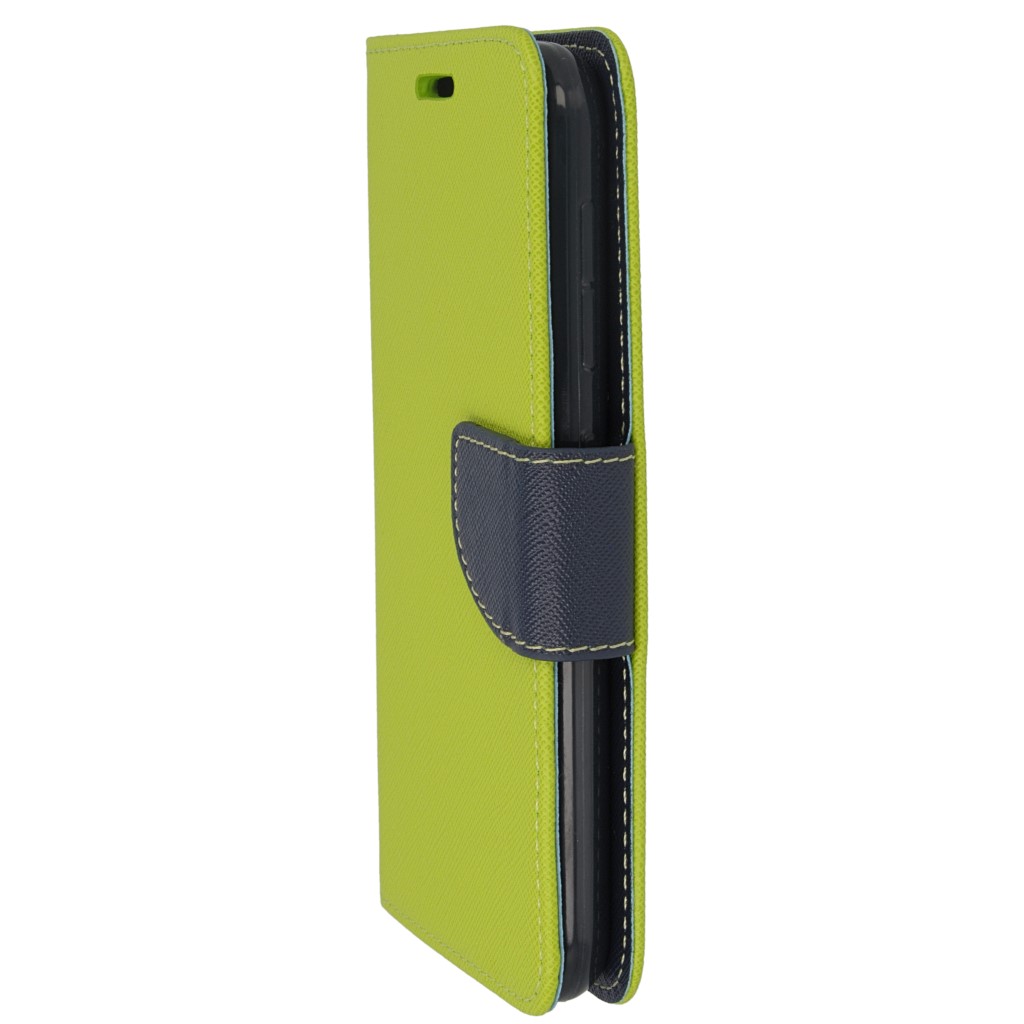 Pokrowiec etui z klapk na magnes Fancy Case limonkowo-granatowe HTC Desire 620 / 7