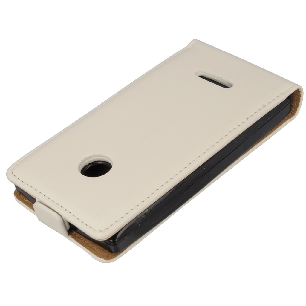 Pokrowiec z klapk na magnes Prestige Slim Flexi  biay Microsoft Lumia 532 / 4