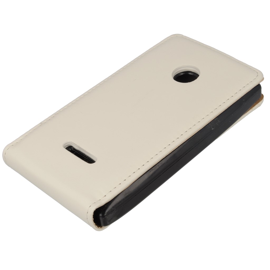 Pokrowiec z klapk na magnes Prestige Slim Flexi  biay Microsoft Lumia 532 / 3