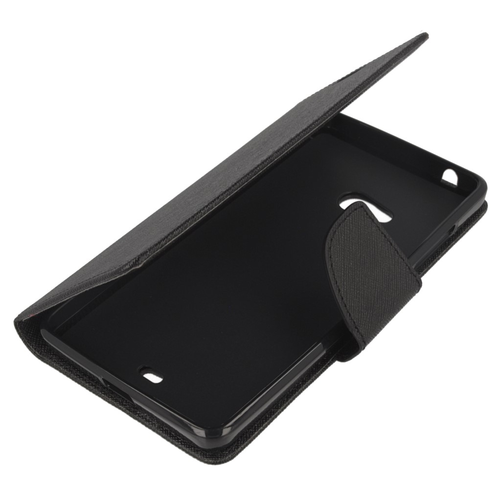 Pokrowiec etui z klapk na magnes Fancy Case czarne Microsoft Lumia 540 Dual SIM