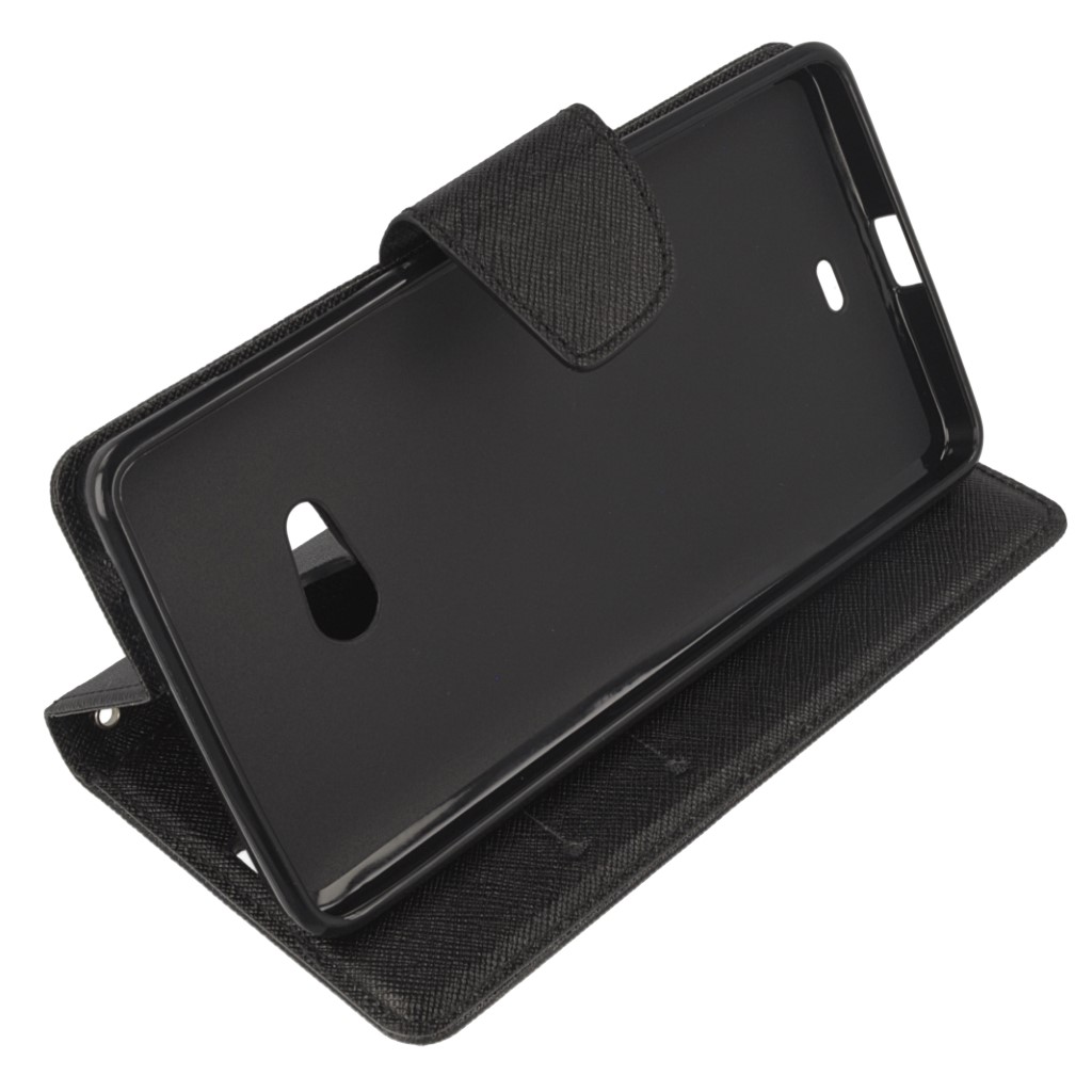 Pokrowiec etui z klapk na magnes Fancy Case czarne Microsoft Lumia 540 Dual SIM / 5