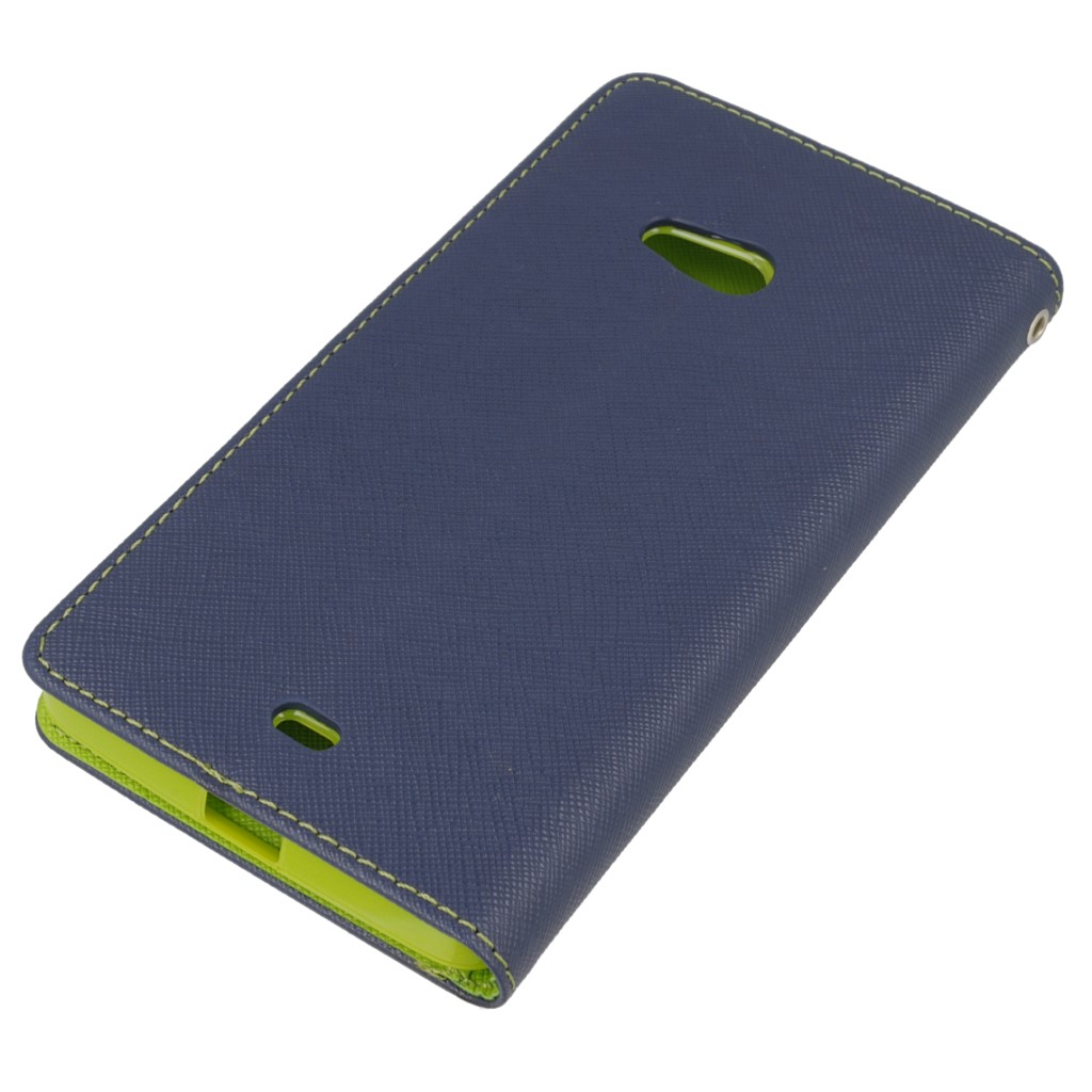 Pokrowiec etui z klapk na magnes Fancy Case granatowo-limonkowe Microsoft Lumia 540 Dual SIM / 3