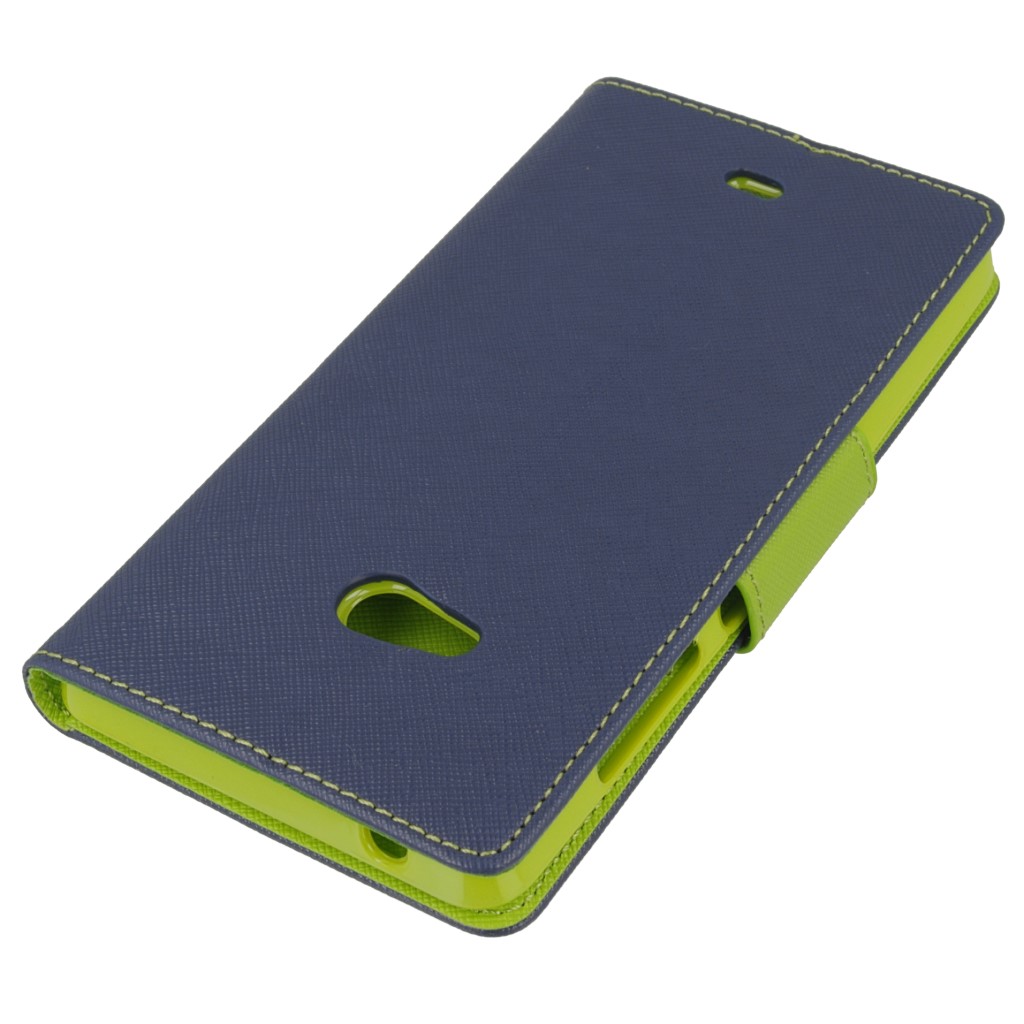 Pokrowiec etui z klapk na magnes Fancy Case granatowo-limonkowe Microsoft Lumia 540 Dual SIM / 4