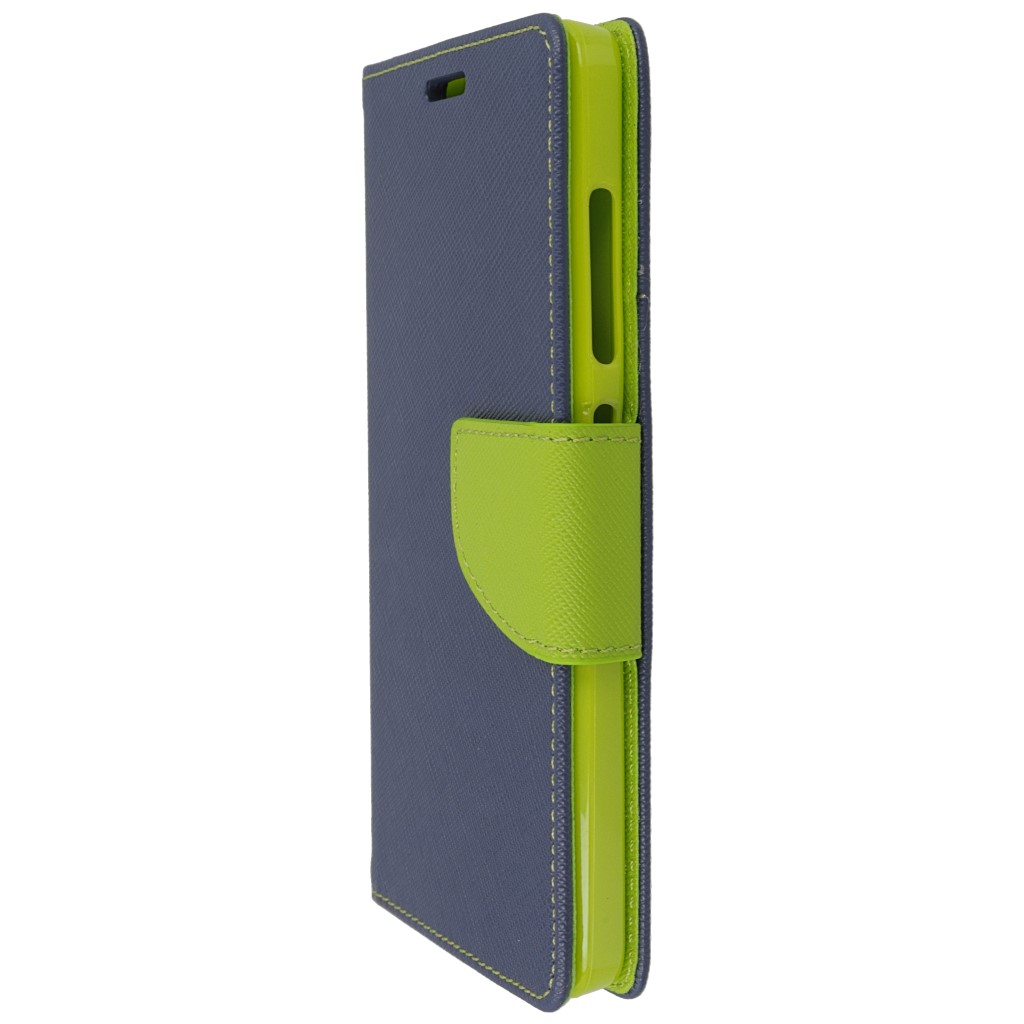 Pokrowiec etui z klapk na magnes Fancy Case granatowo-limonkowe Microsoft Lumia 540 Dual SIM / 6
