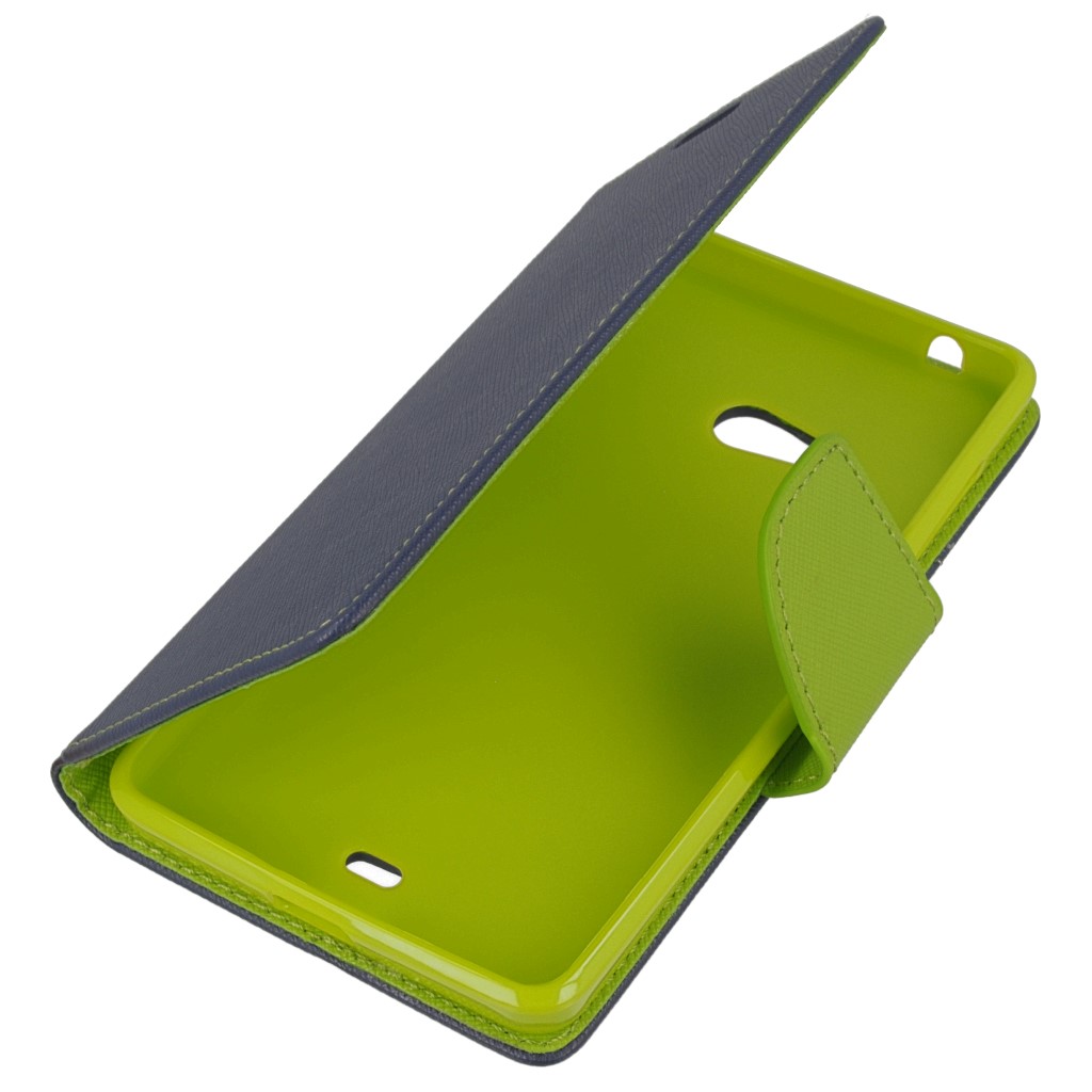 Pokrowiec etui z klapk na magnes Fancy Case granatowo-limonkowe Microsoft Lumia 540 Dual SIM