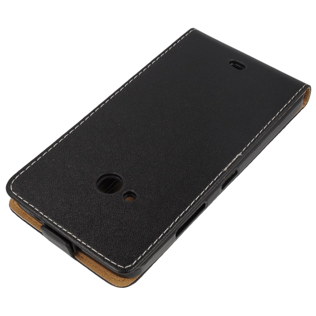 Pokrowiec z klapk na magnes Prestige Slim Flexi czarny Microsoft Lumia 540 Dual SIM / 4
