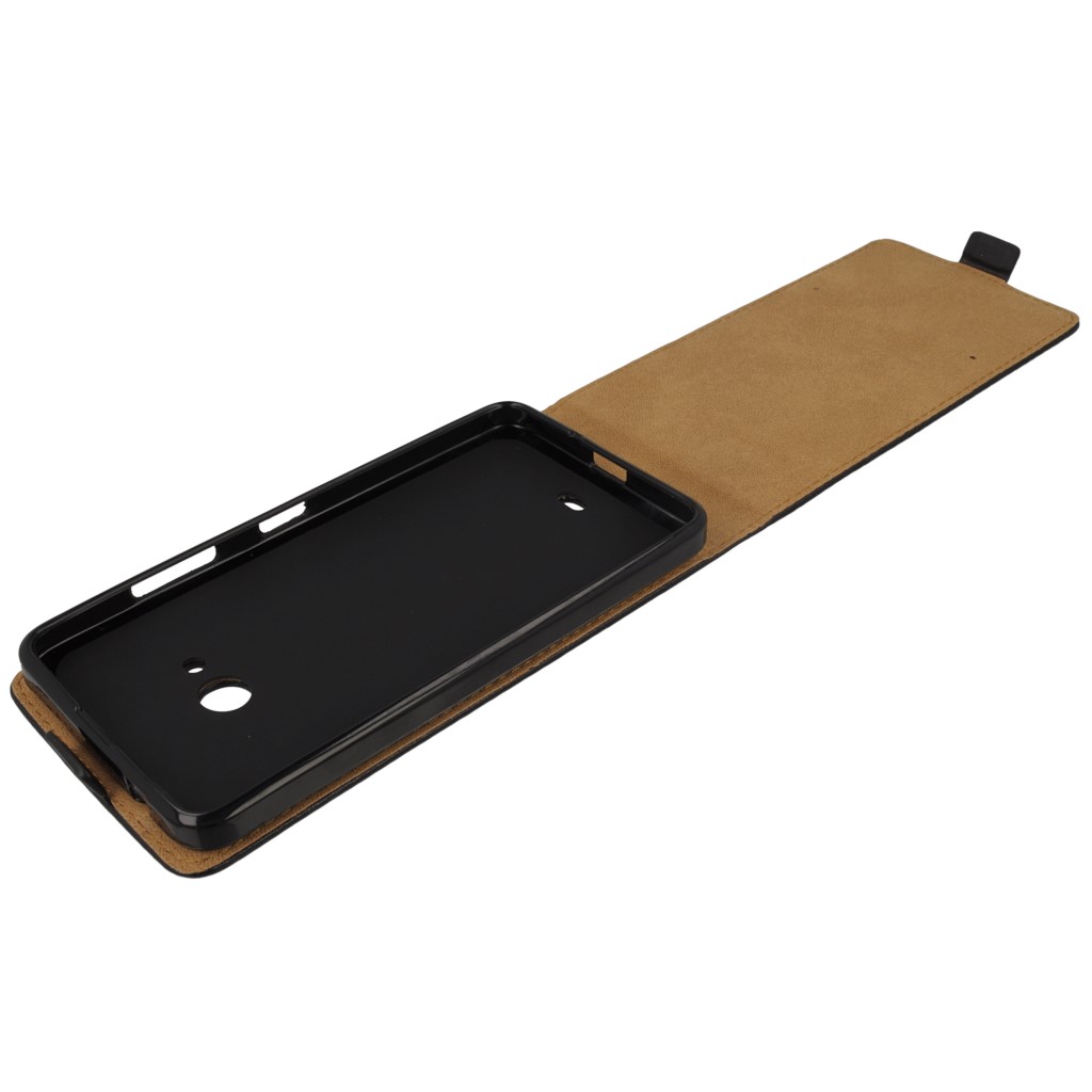 Pokrowiec z klapk na magnes Prestige Slim Flexi czarny Microsoft Lumia 540 Dual SIM / 8