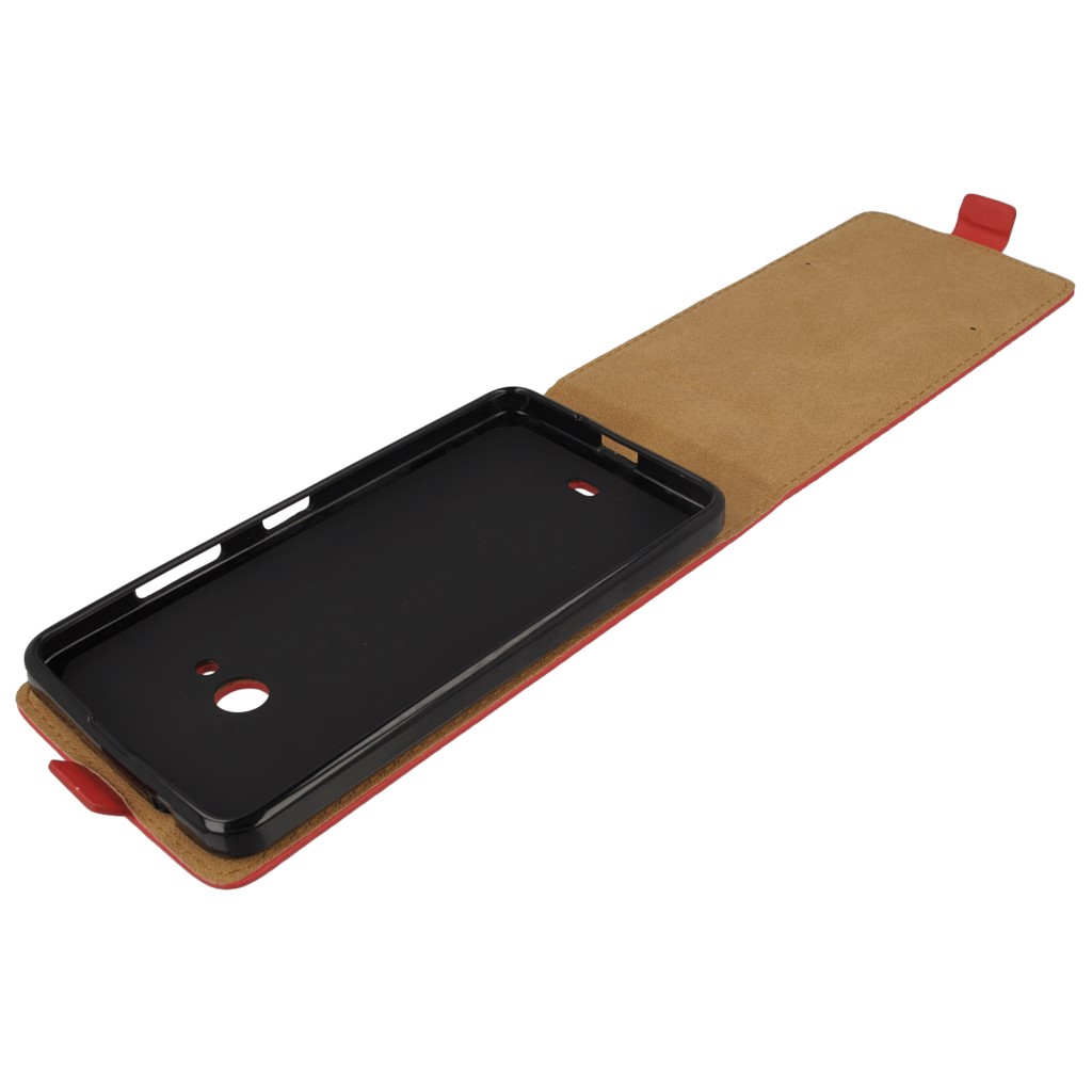 Pokrowiec z klapk na magnes Prestige Slim Flexi czerwony Microsoft Lumia 540 Dual SIM / 7